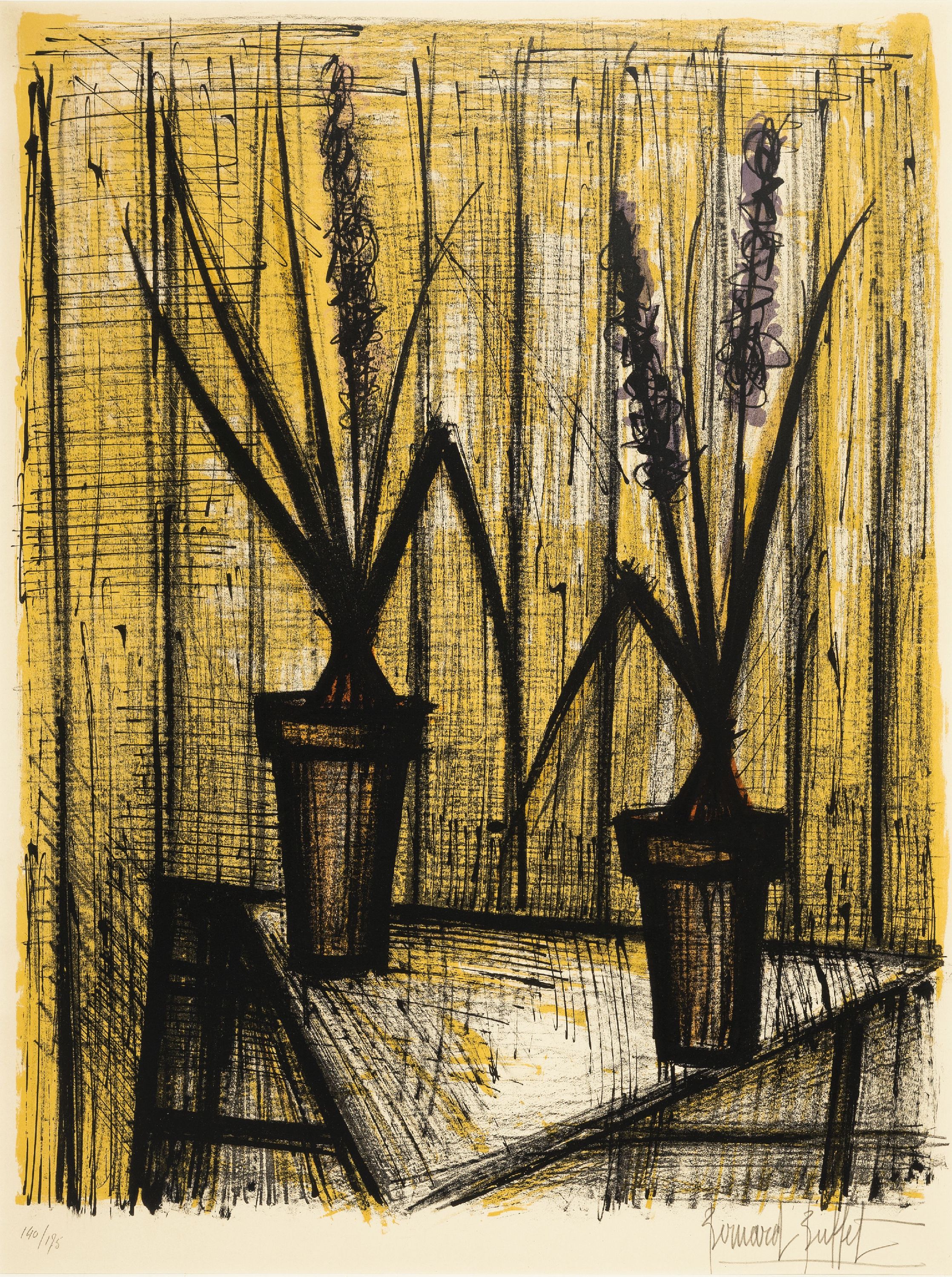 Bernard Buffet, 1928-2000, Les Jacinthes, die Hyazinthen, Farblithographie von 1960, handsigniert und num. 140/175, leicht gebräunt, ca. 67x51cm, ...