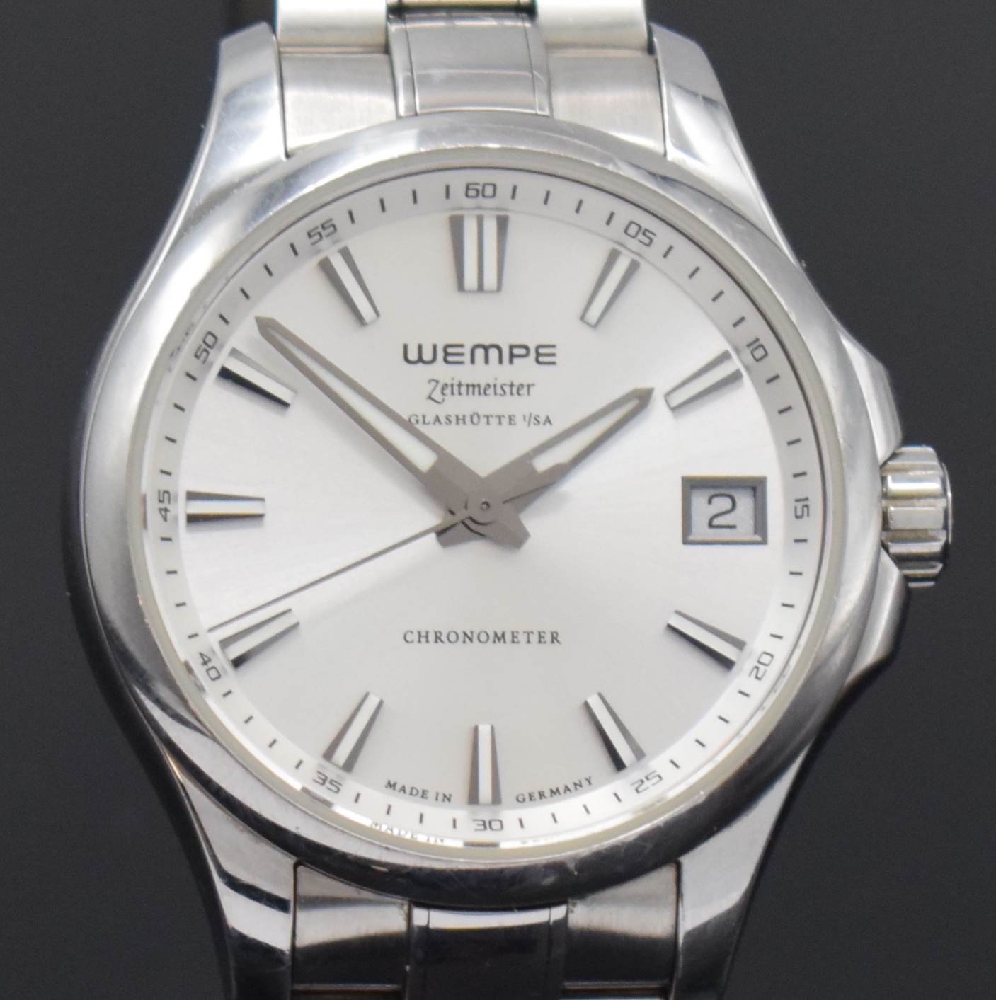 Detail c: WEMPE Zeitmeister Damenarmbanduhr, Automatik, Chronometer in Edelstahl inkl. Gliederband m. Faltschl., Boden und Krone verschr., silb. Zifferbl. m. ...