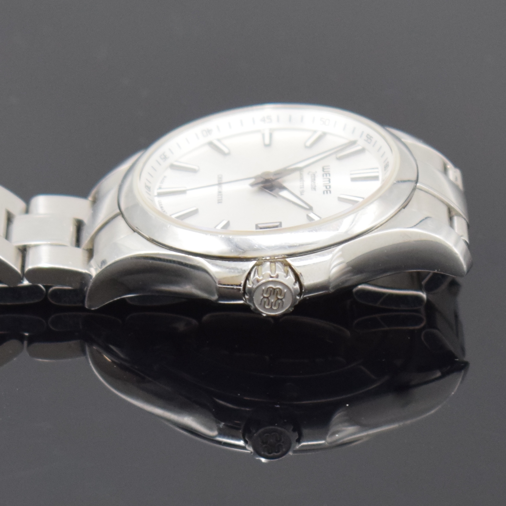 Detail e: WEMPE Zeitmeister Damenarmbanduhr, Automatik, Chronometer in Edelstahl inkl. Gliederband m. Faltschl., Boden und Krone verschr., silb. Zifferbl. m. ...