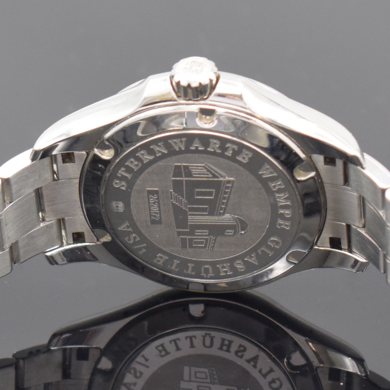 Detail f: WEMPE Zeitmeister Damenarmbanduhr, Automatik, Chronometer in Edelstahl inkl. Gliederband m. Faltschl., Boden und Krone verschr., silb. Zifferbl. m. ...