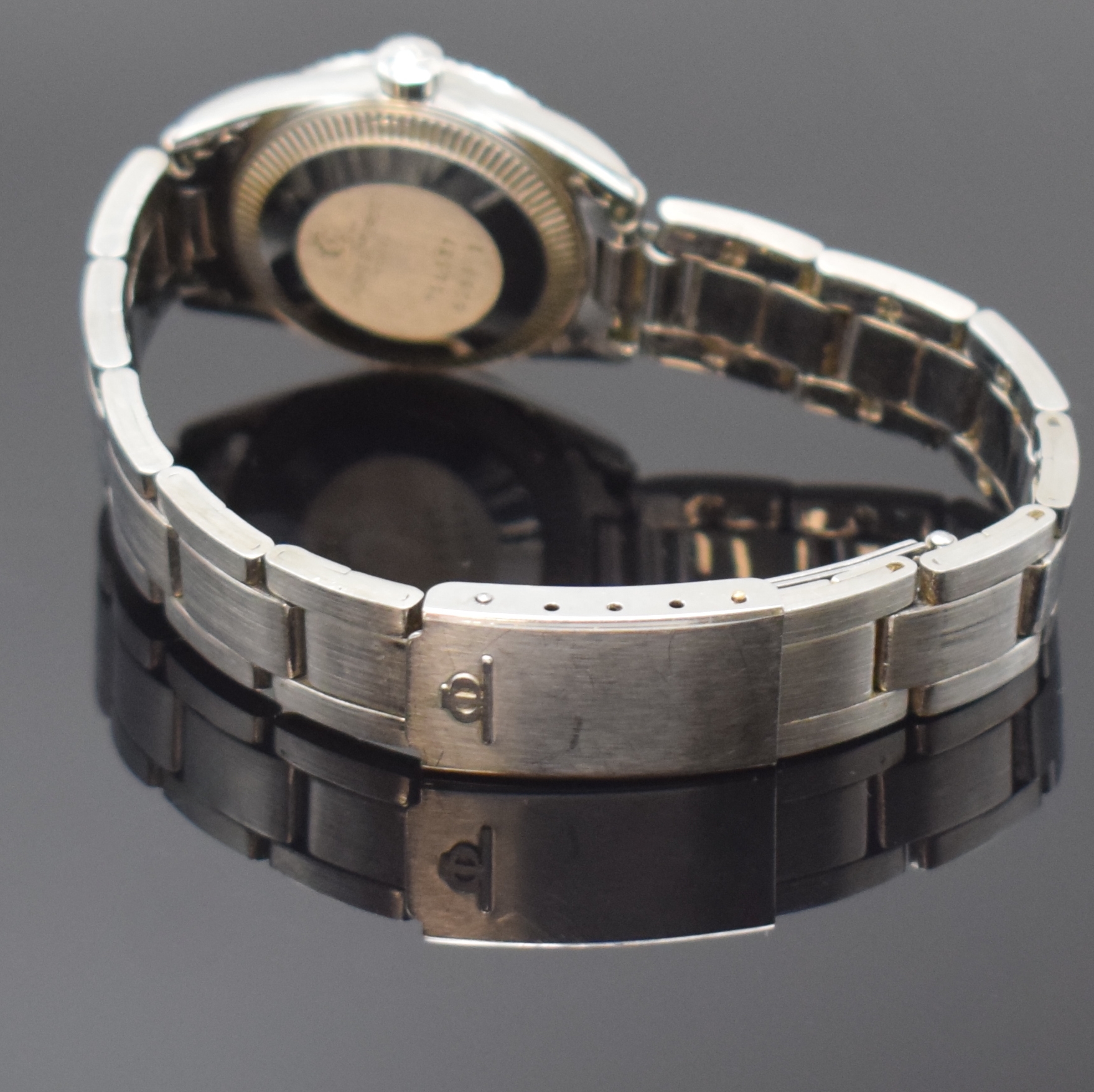 Detail b: BAUME & MERCIER Baumatic Damenarmbanduhr in Stahl Referenz 1215 2, Schweiz um 1985, Automatik, orig. Gliederband m. Faltschl., Boden verschr., ...