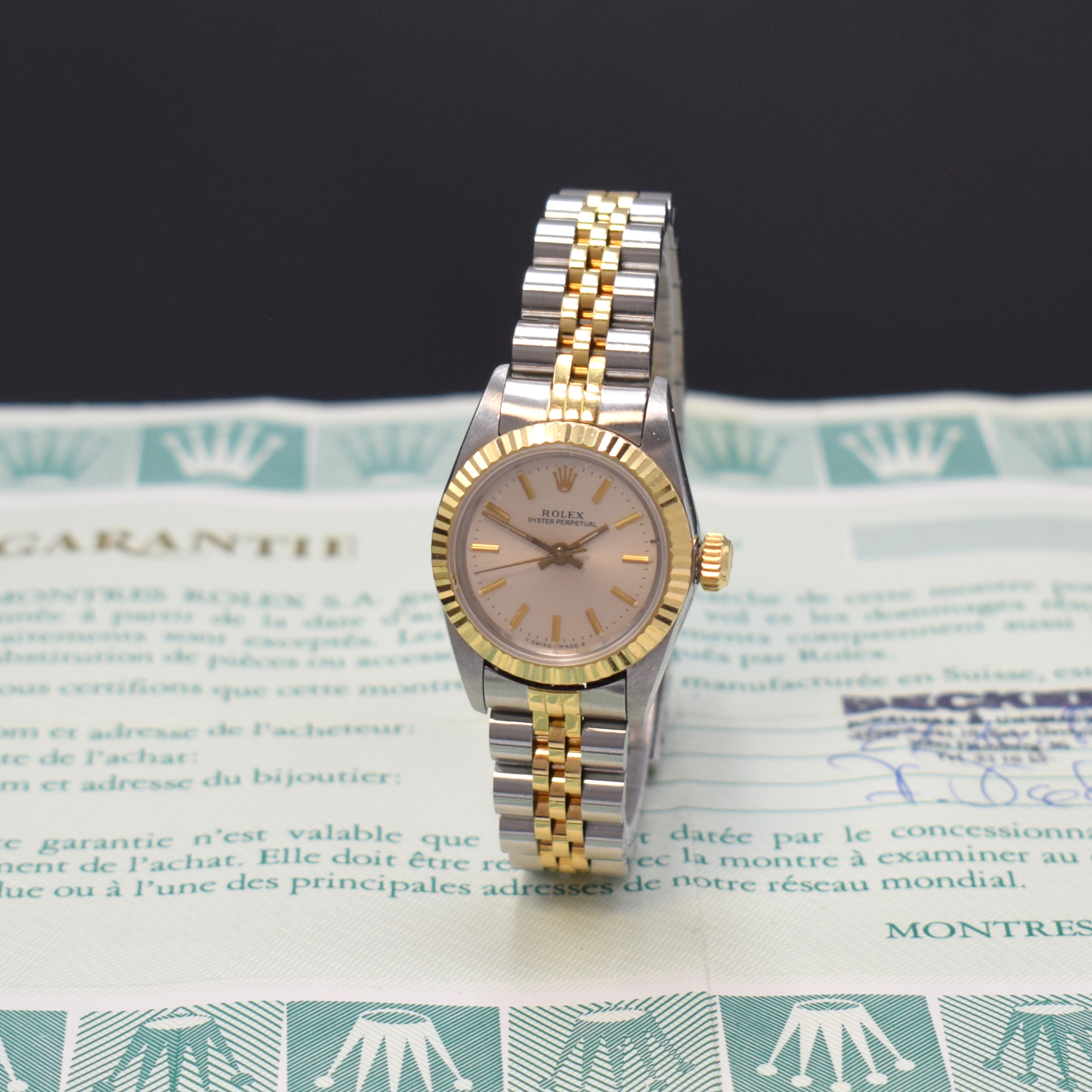 ROLEX Oyster Perpetual Damenarmbanduhr Referenz 67193, Schweiz um 1988, Automatik, R-Serie, Edelstahl/Gold komb. inkl. orig. Jubileeband m. ...