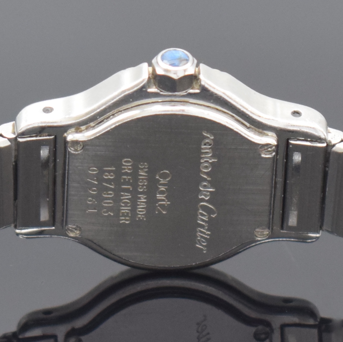 Detail f: CARTIER Damenarmbanduhr Santos Ronde Referenz 187903, Schweiz um 1990, Edelstahl/Gold kombiniert inkl. Gliederband m. Faltschl., quarz, Boden 4-fach ...
