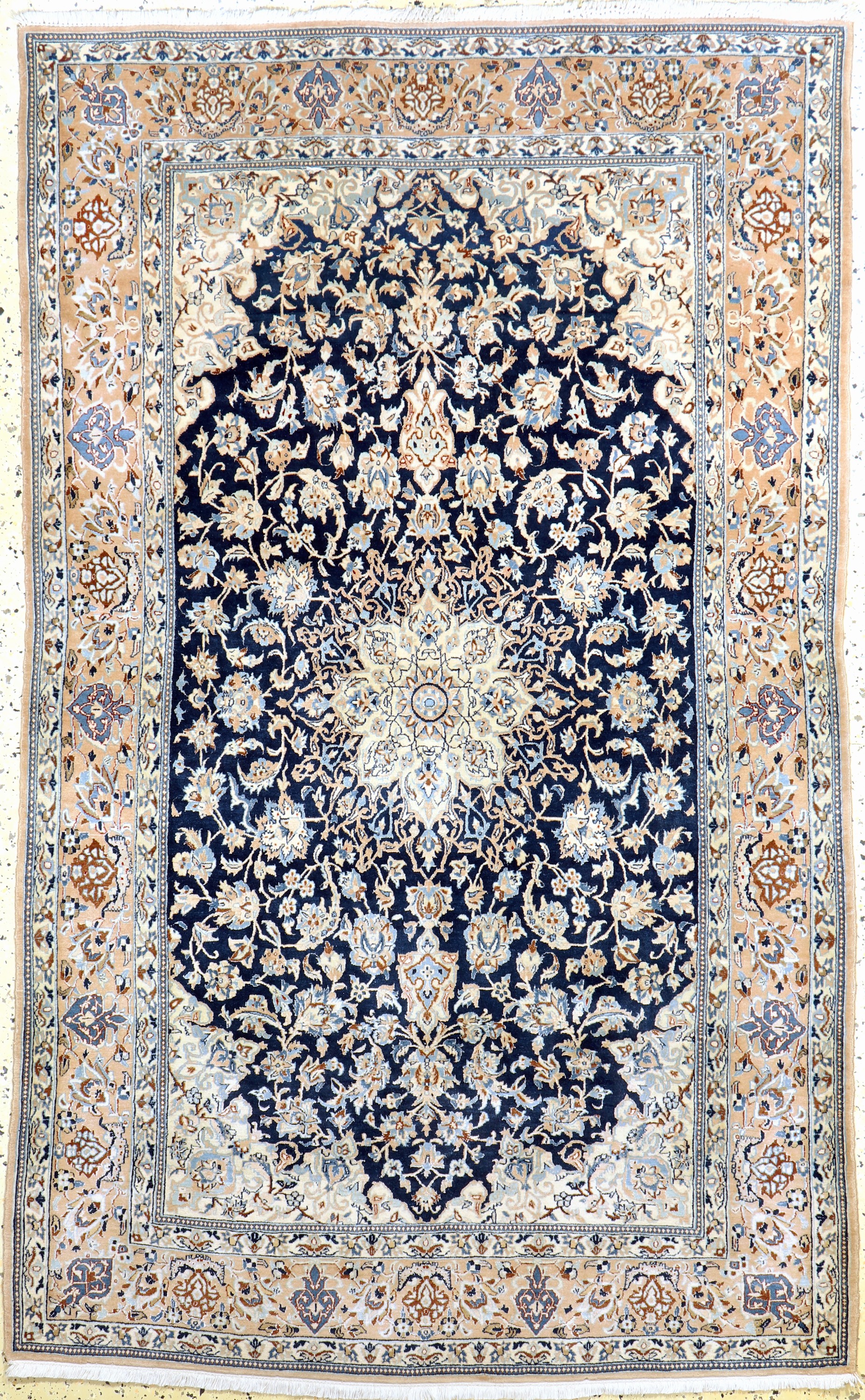 Nain fein(6 La), Persien, Mitte 20-Jhd, Korkwolle mit Seide, ca. 193 x 120 cm, ca. 1,0Mio. Kn/qm, EHZ: 2