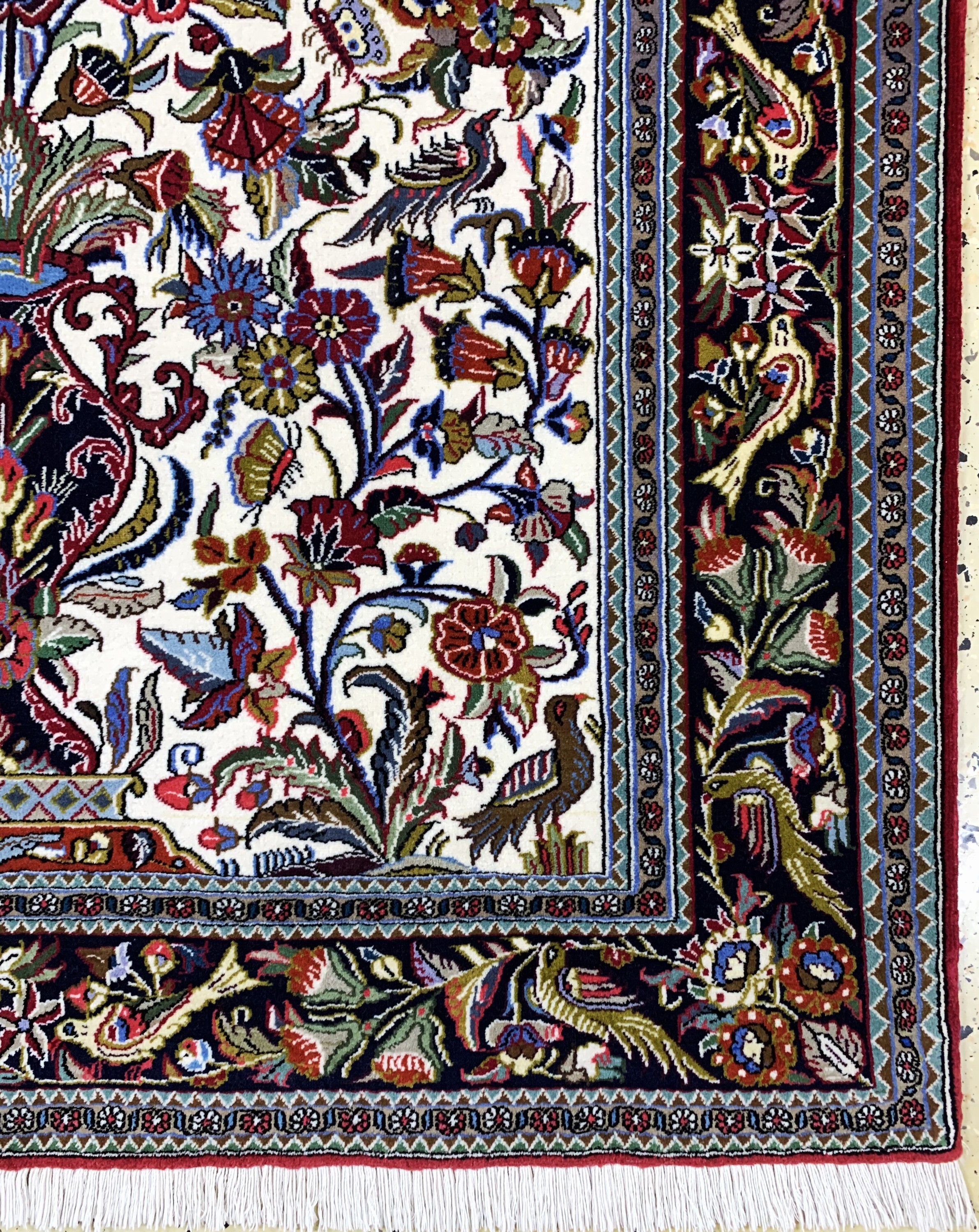Detail b: Ghom Kork, Persien, Ende 20.Jhd, Korkwolle auf Baumwolle, ca. 200 x 134 cm, EHZ:(nahezu Neuwertig).