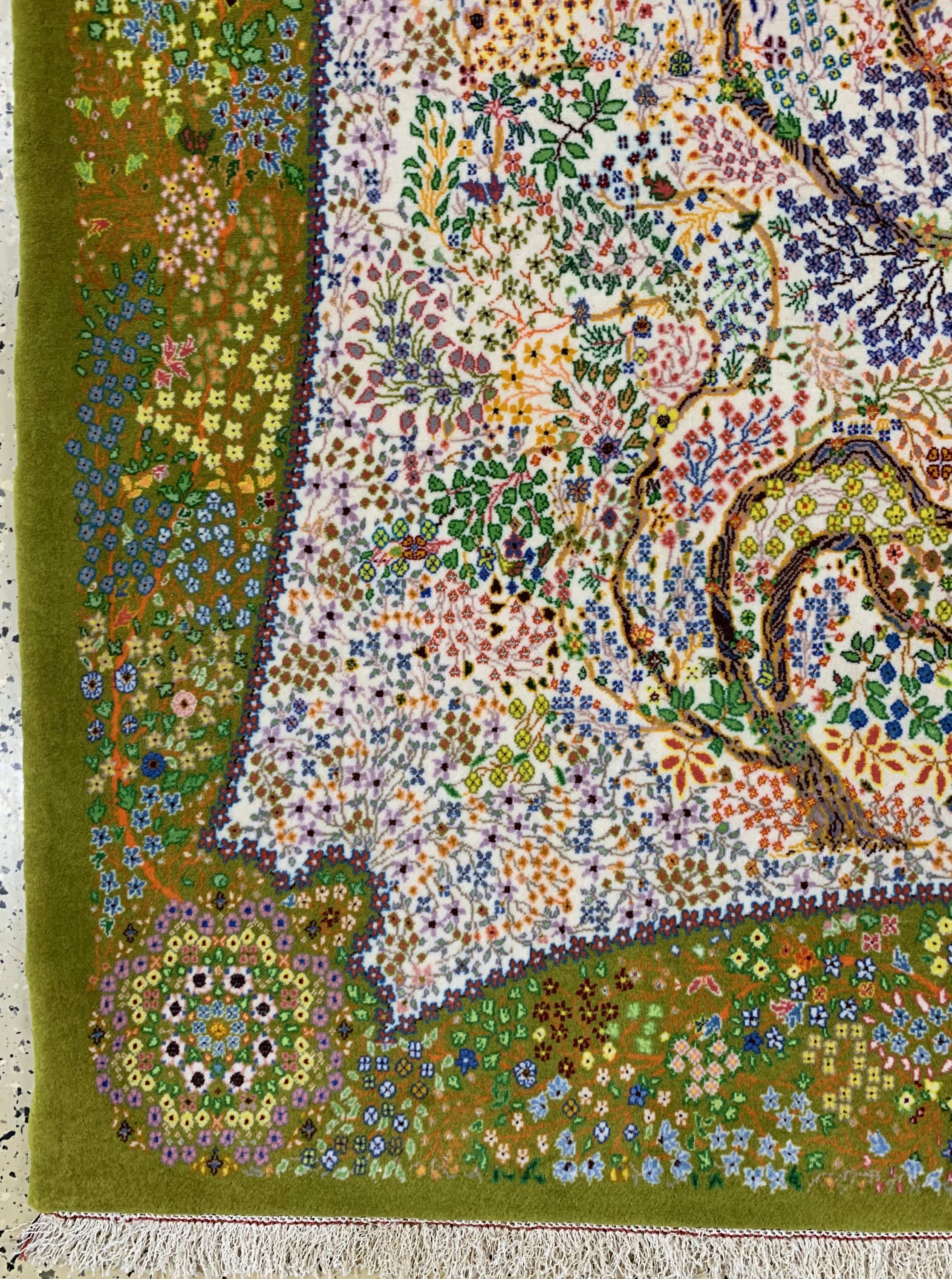 Detail c: Ghom Kork sehr fein, Persien, Ende 20.Jhd, Korkwolle mit und auf Seide, ca. 206 x 135 cm,ca. 1,0 Mio. Kn/qm, EHZ:(nahezu Neuwertig).