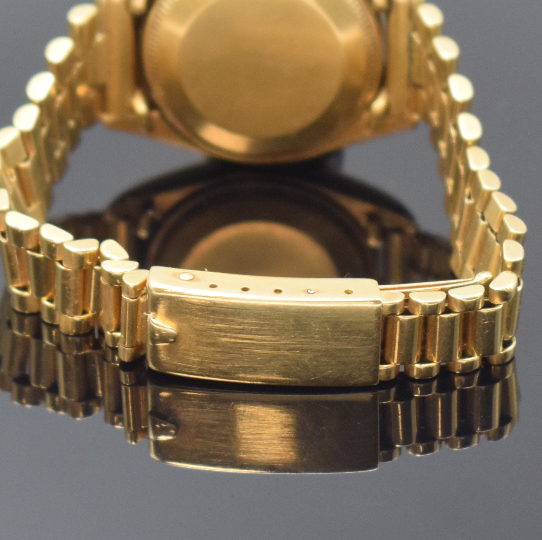 Detail b: ROLEX Damenarmbanduhr Oyster Perpetual Datejust in GG 750/000 Referenz 6917, Chronometer der Superlative, Präsidentband m. Faltschl., Boden u. Krone ...