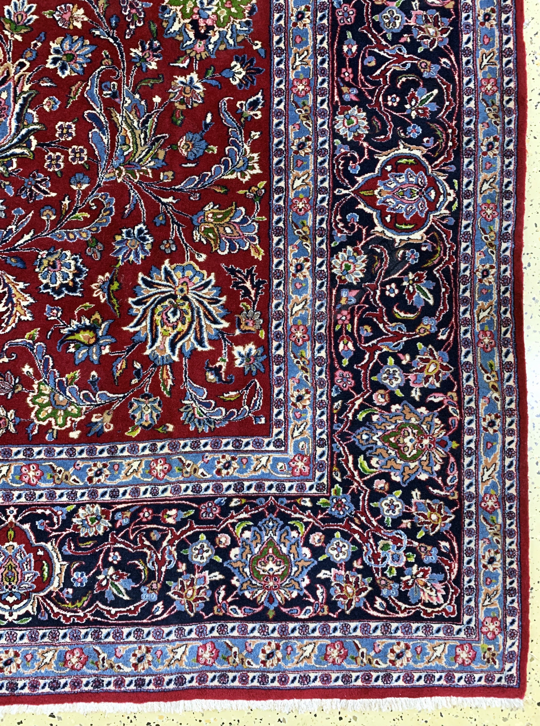 Detail a: Kerman Lawar fein, Persien, Ende 20.Jhd, Wolle auf Baumwolle, ca. 414 x 297 cm, EHZ:(nahezu Neuwertig).
