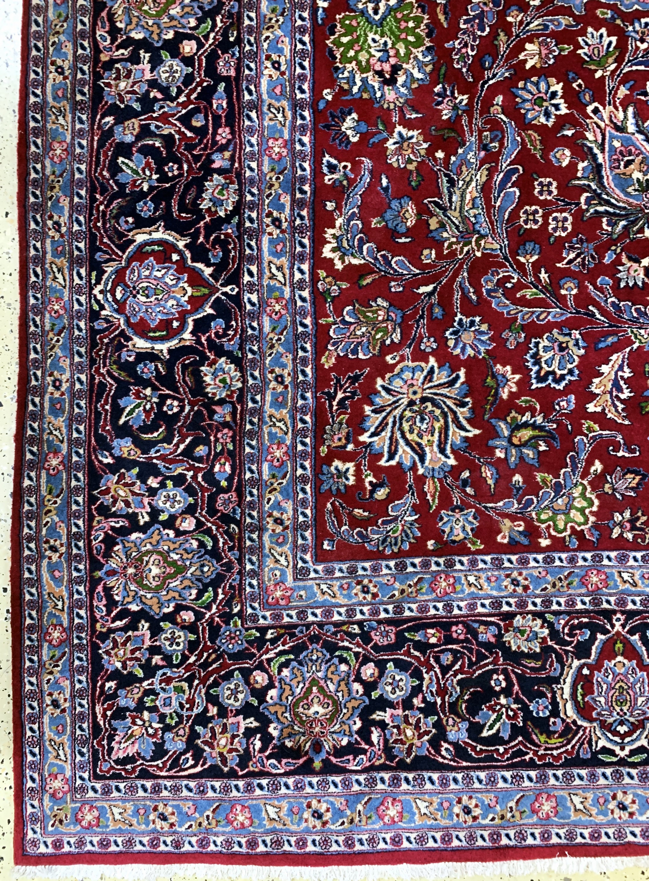 Detail b: Kerman Lawar fein, Persien, Ende 20.Jhd, Wolle auf Baumwolle, ca. 414 x 297 cm, EHZ:(nahezu Neuwertig).
