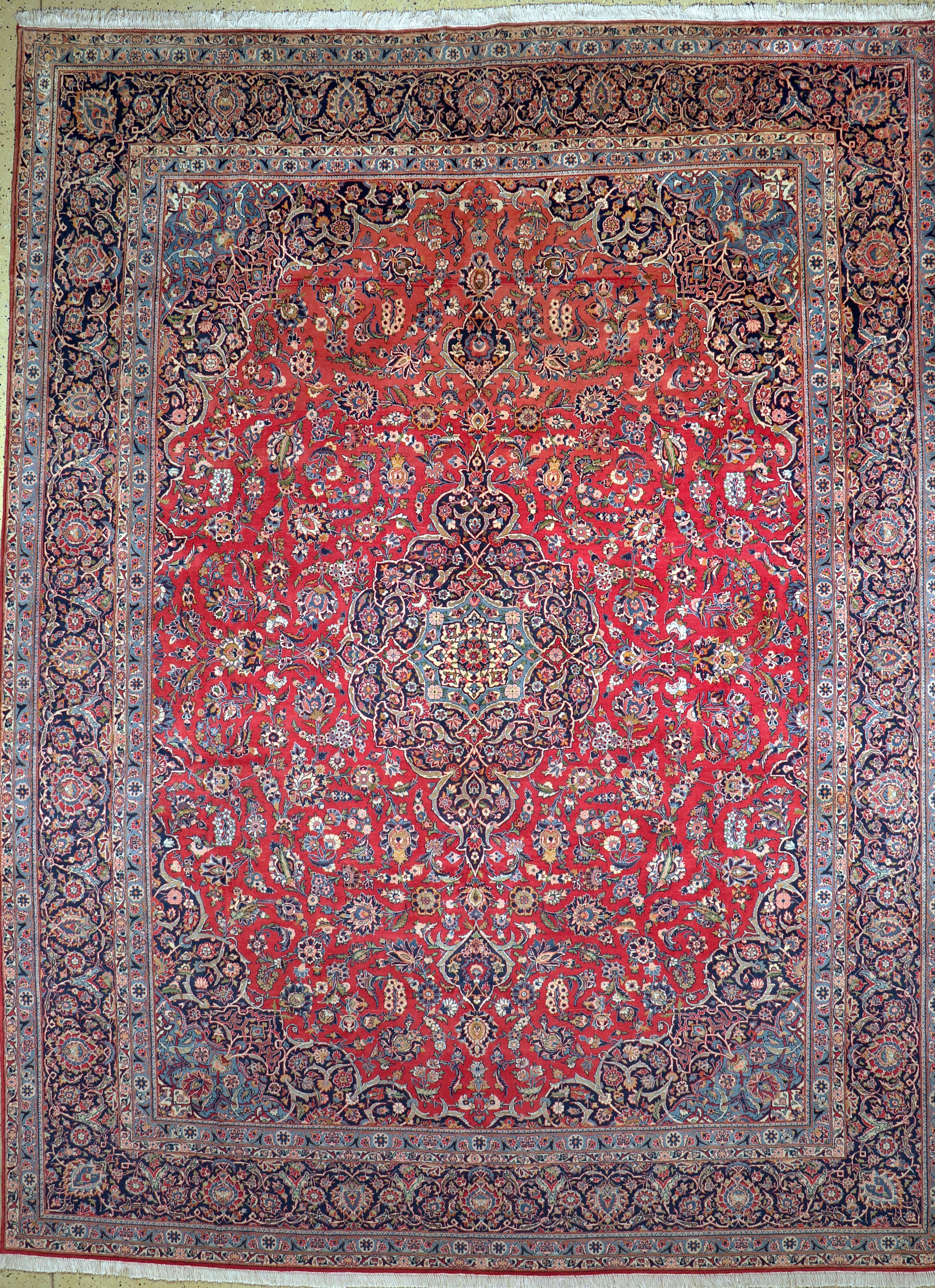 Keschan Kork, Persien, Ende 20.Jhd, Korkwolle auf Baumwolle, ca. 410 x 305 cm, EHZ: 1-2(Abrasch)