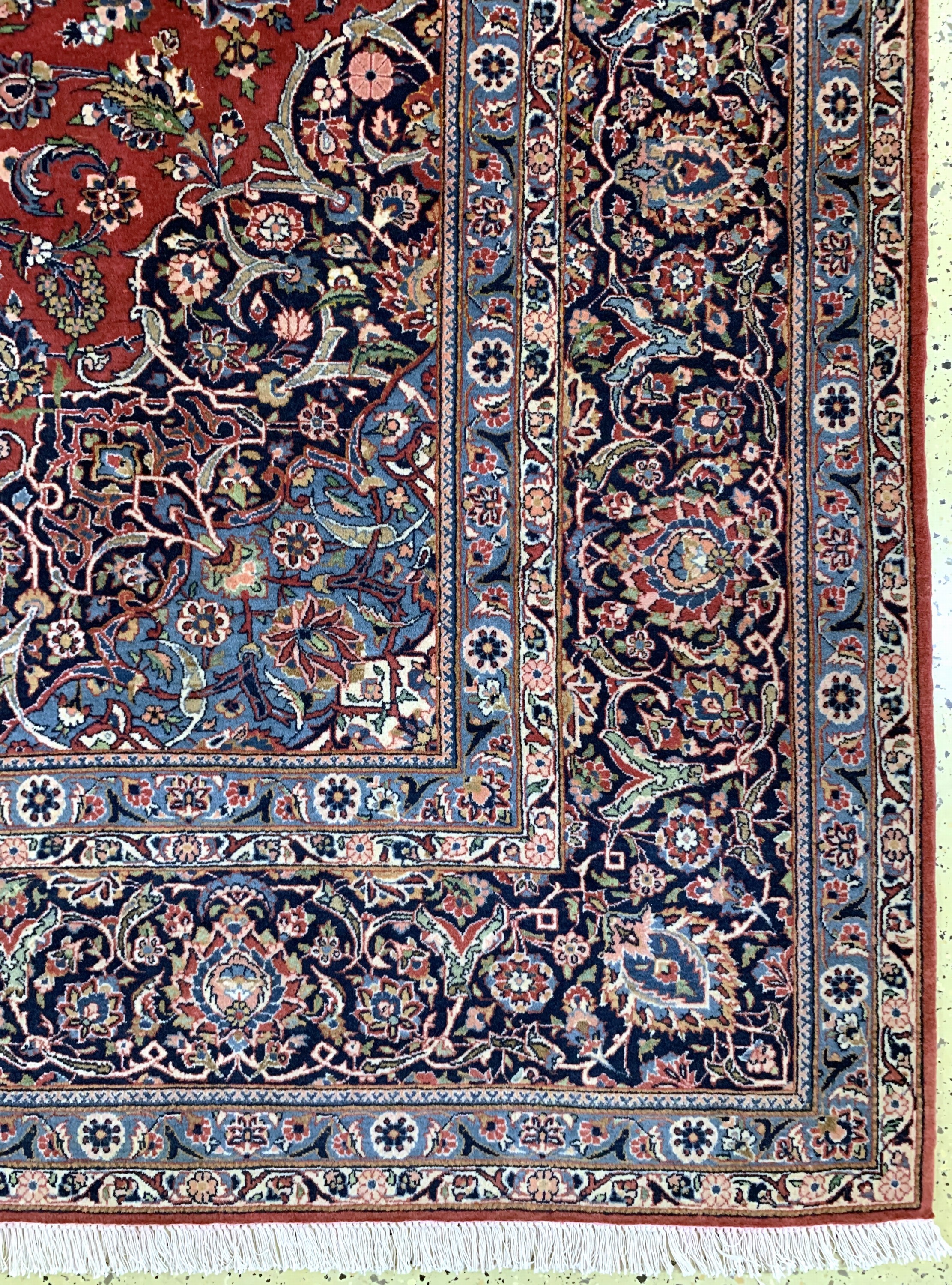Detail a: Keschan Kork, Persien, Ende 20.Jhd, Korkwolle auf Baumwolle, ca. 410 x 305 cm, EHZ: 1-2(Abrasch)