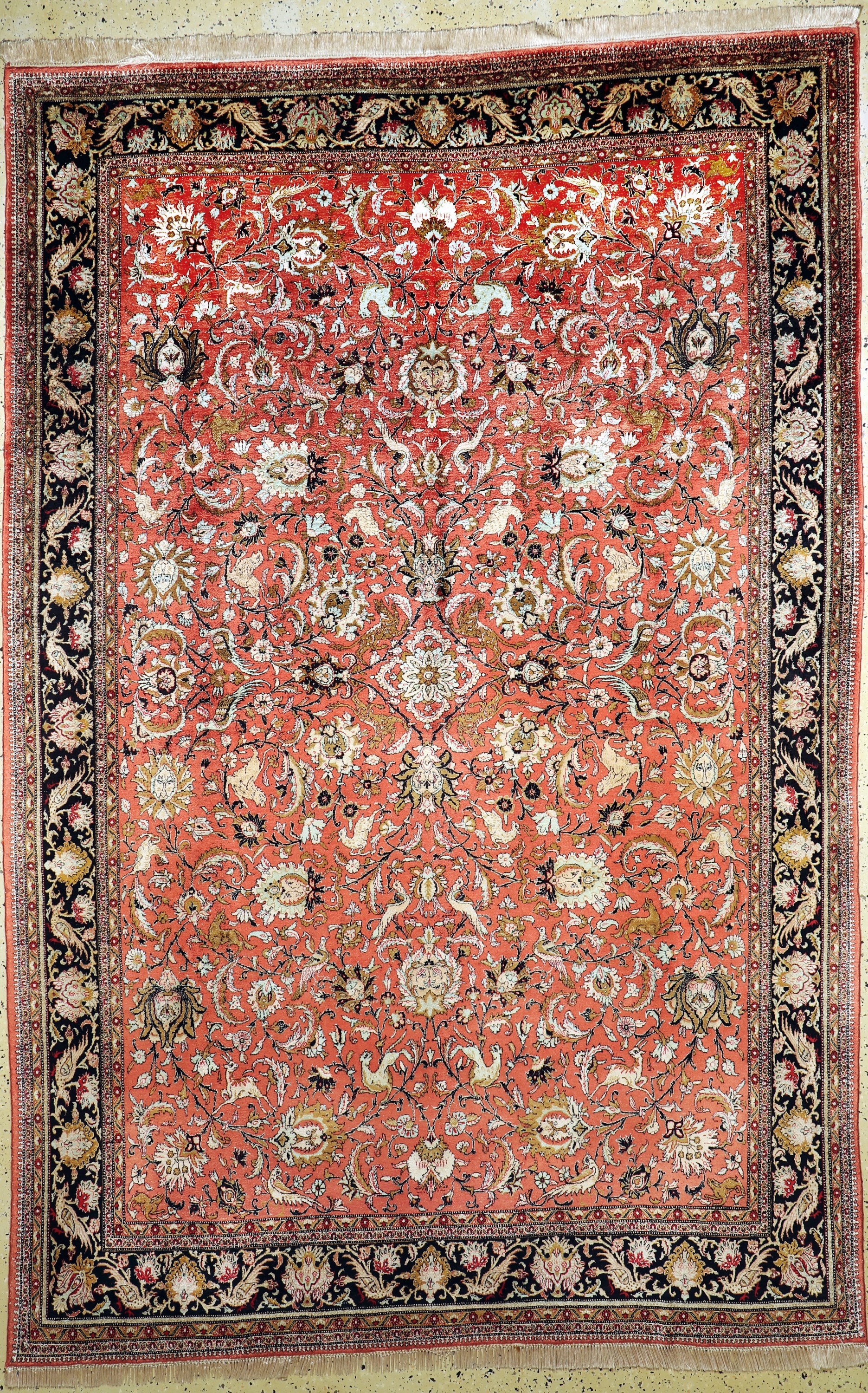 Ghom Seide, Persien, Mitte 20.Jhd, reine Naturseide, ca. 308 x 203 cm, EHZ: 2