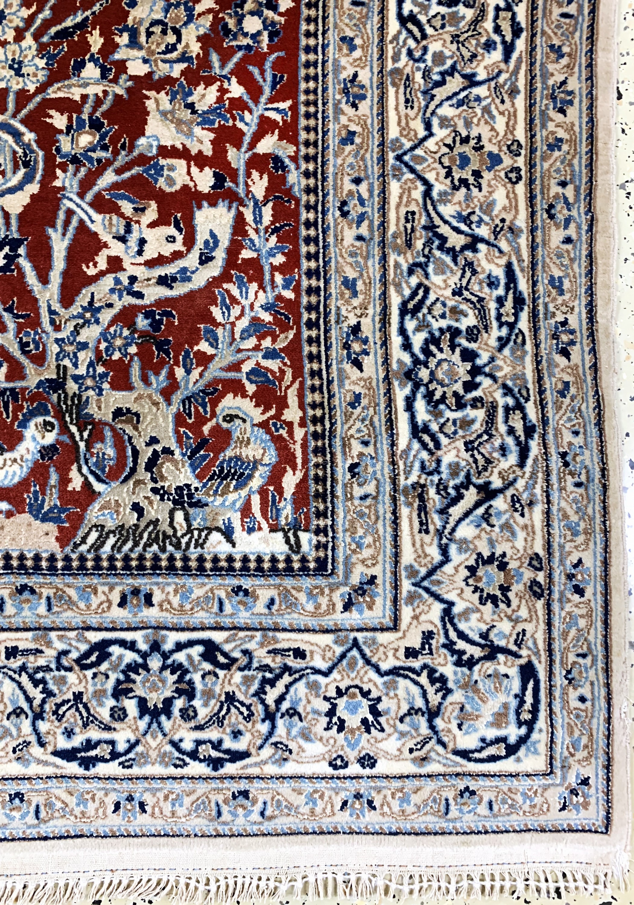 Detail b: Nain fein(9 La), Persien, Mitte 20.Jhd, Korkwolle mit Seide, ca. 250 x 155 cm, ca. 500.000 Kn/qm, EHZ: 2