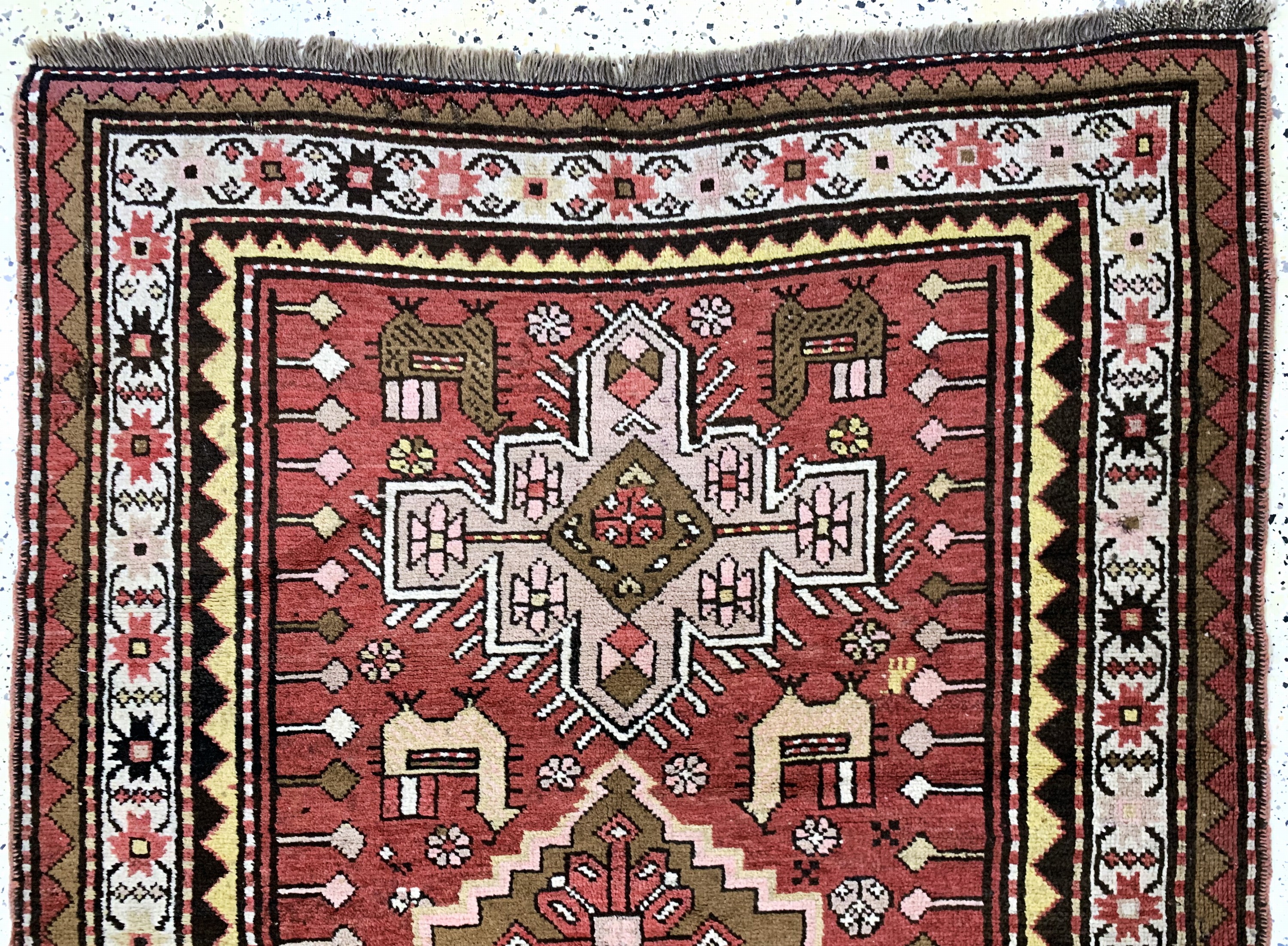 Detail a: Karabagh alt, Kaukasus, Anfang 20.Jhd, Wolle auf Wolle, ca. 244 x 125 cm, EHZ: 2-3