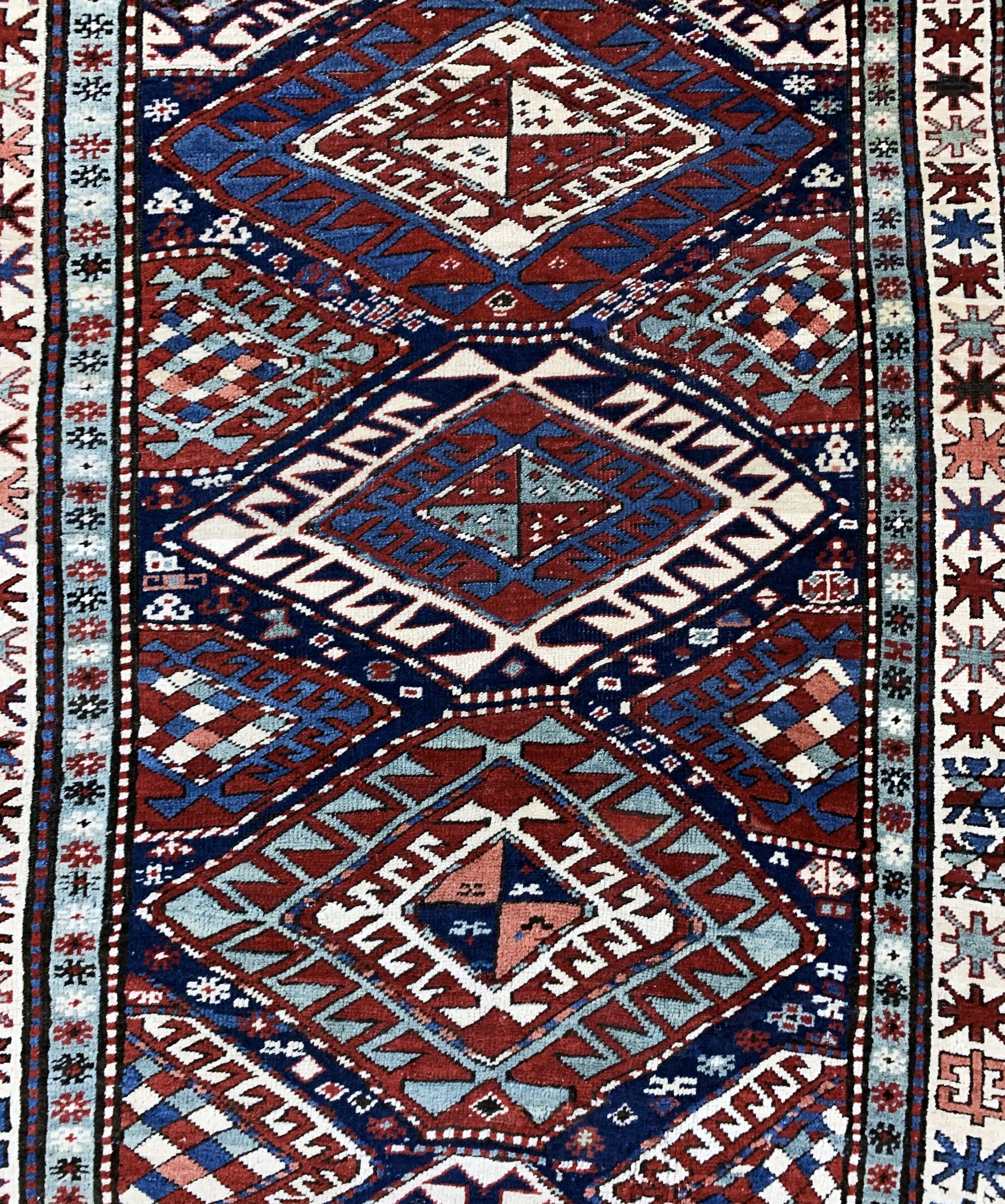 Detail d: Antiker Kazak"Shulaver", Kaukasus, 19.Jhd, Wolle auf Wolle, ca. 290 x 111 cm, EHZ: 3