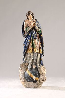 Image 26900535 - Madonna auf der Himmelskugel, Frankreich, Ende 18. Jh., Lindenholz geschnitzt, ...