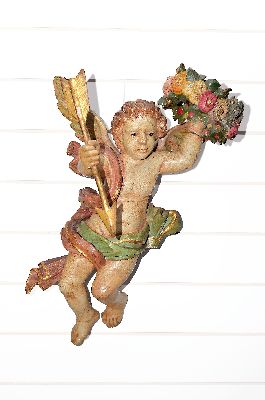 Image 26900536 - Großer Putto mit Pfeil und Blütenkranz, süddeutsch oder Südtirol, ...