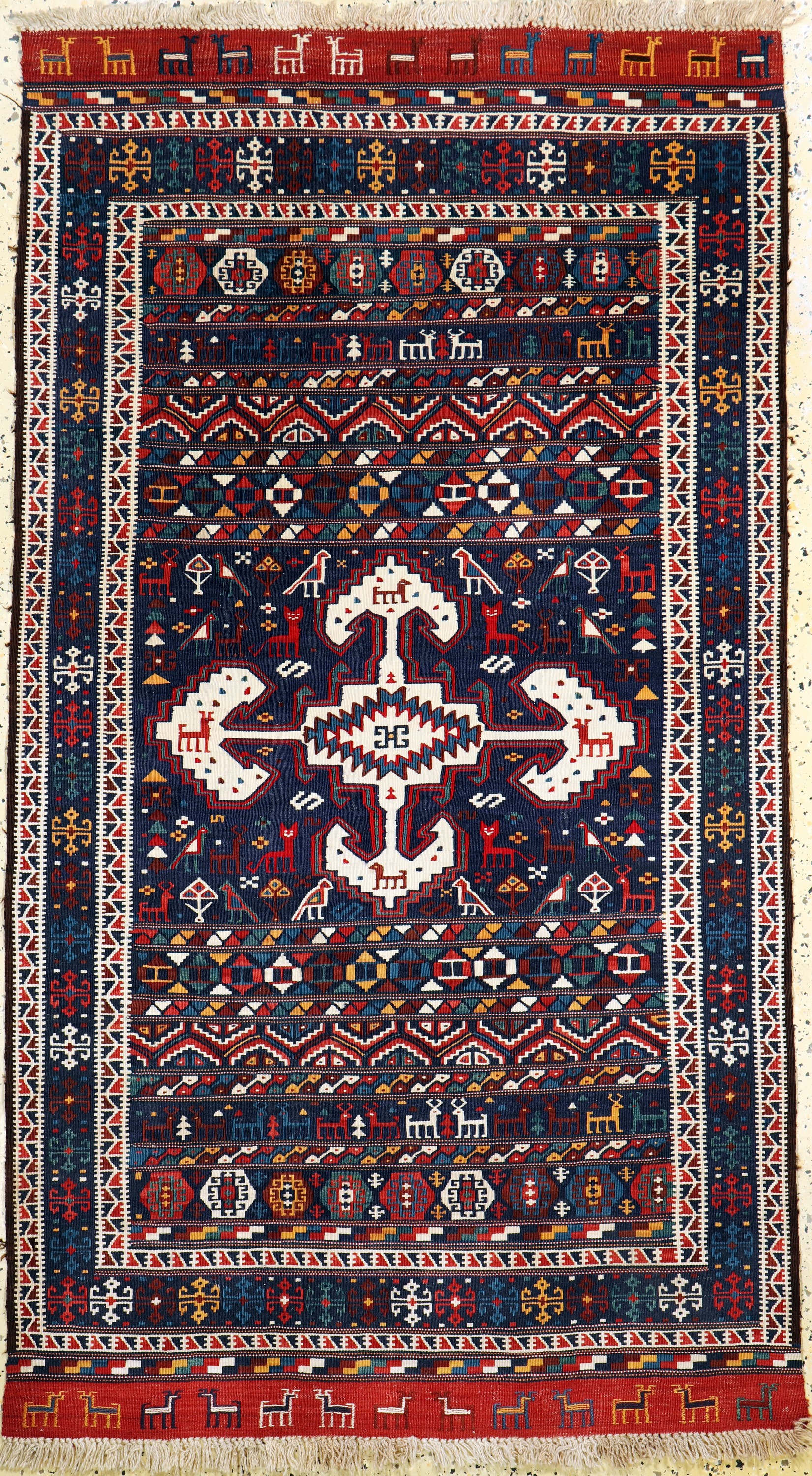 Sumakh fein, Azerbaijan, Mitte 20.Jhd, Wolle auf Wolle, ca. 185 x 105 cm, EHZ: 1-2