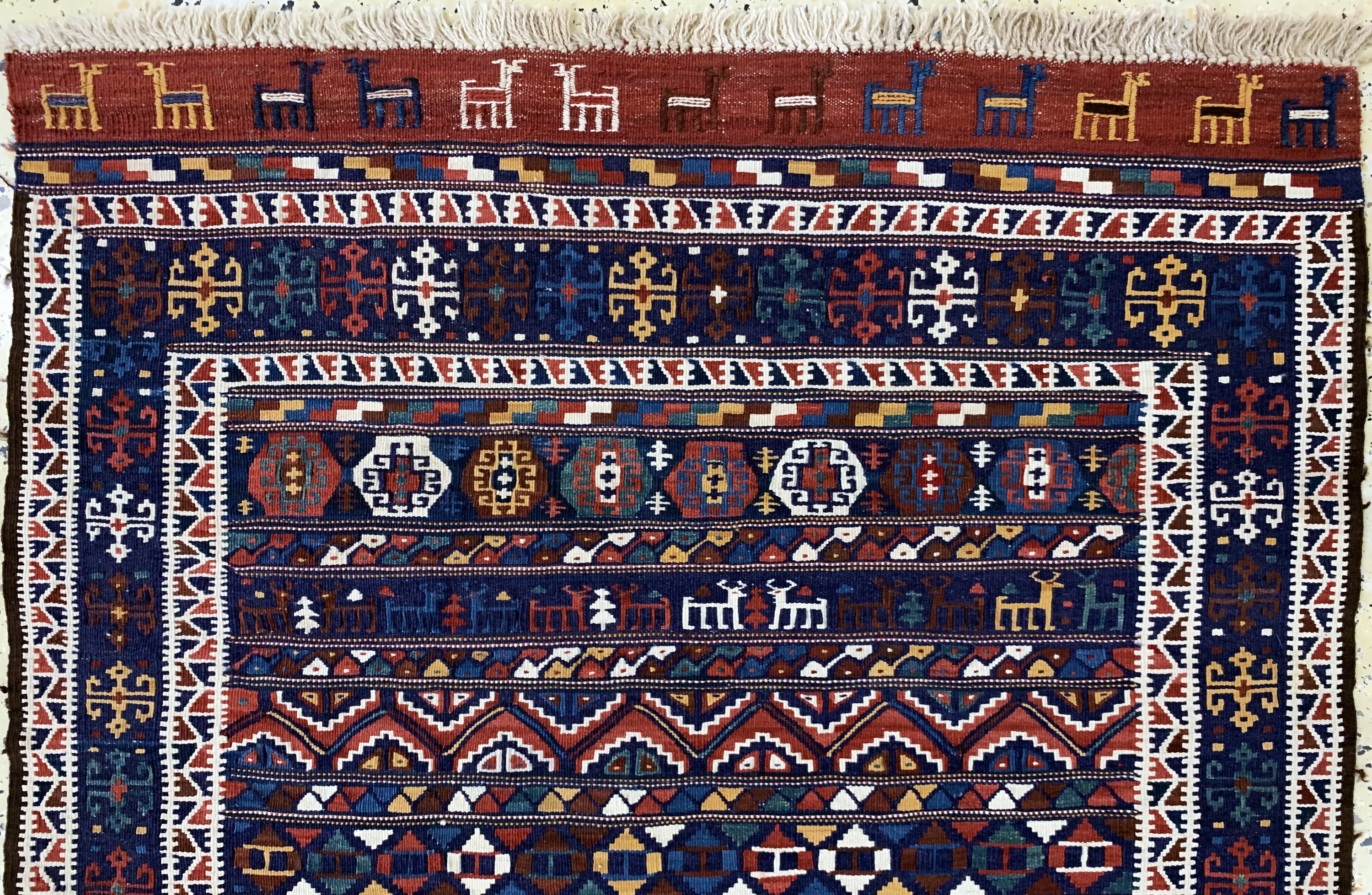 Detail a: Sumakh fein, Azerbaijan, Mitte 20.Jhd, Wolle auf Wolle, ca. 185 x 105 cm, EHZ: 1-2