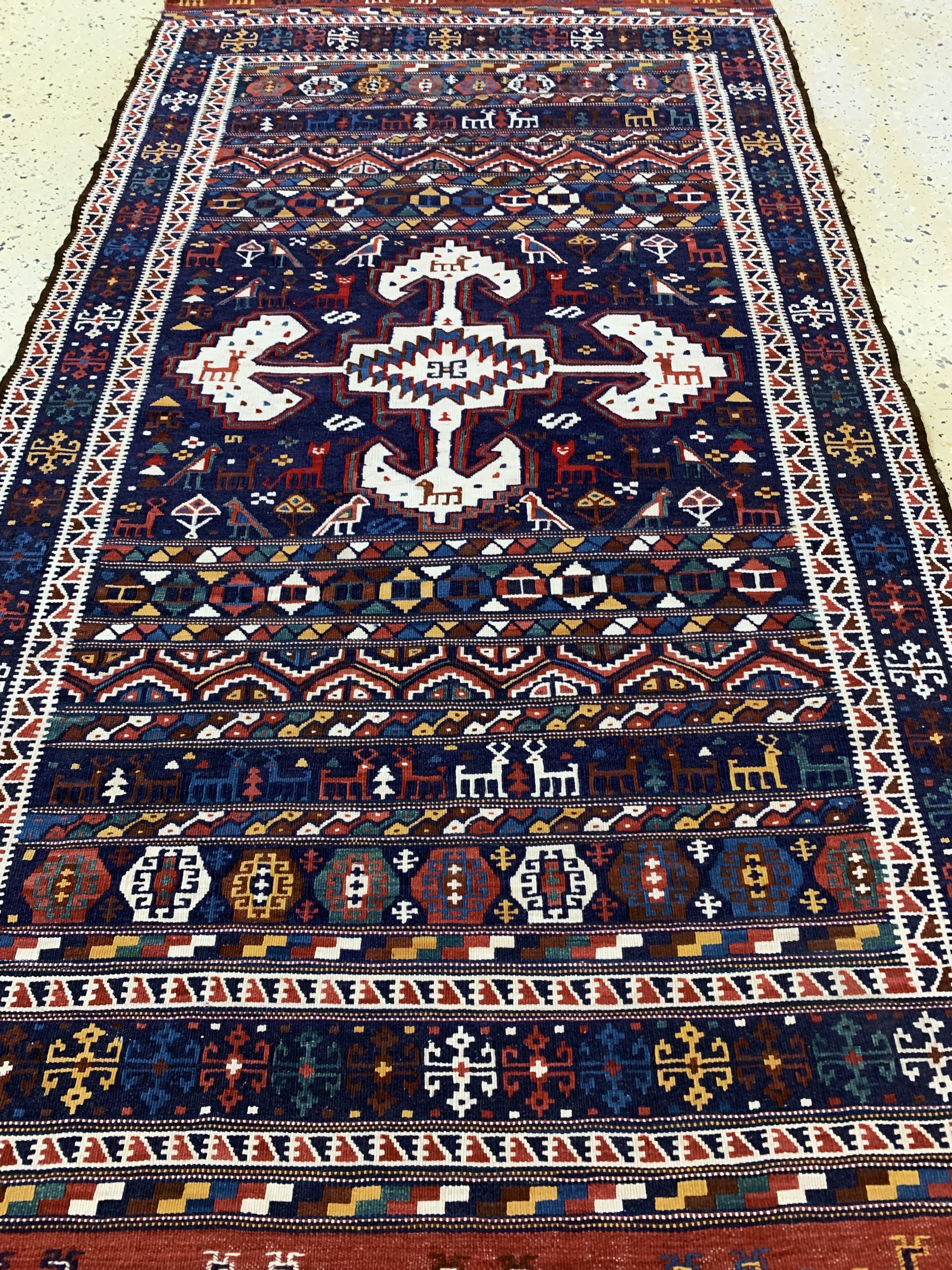 Detail d: Sumakh fein, Azerbaijan, Mitte 20.Jhd, Wolle auf Wolle, ca. 185 x 105 cm, EHZ: 1-2