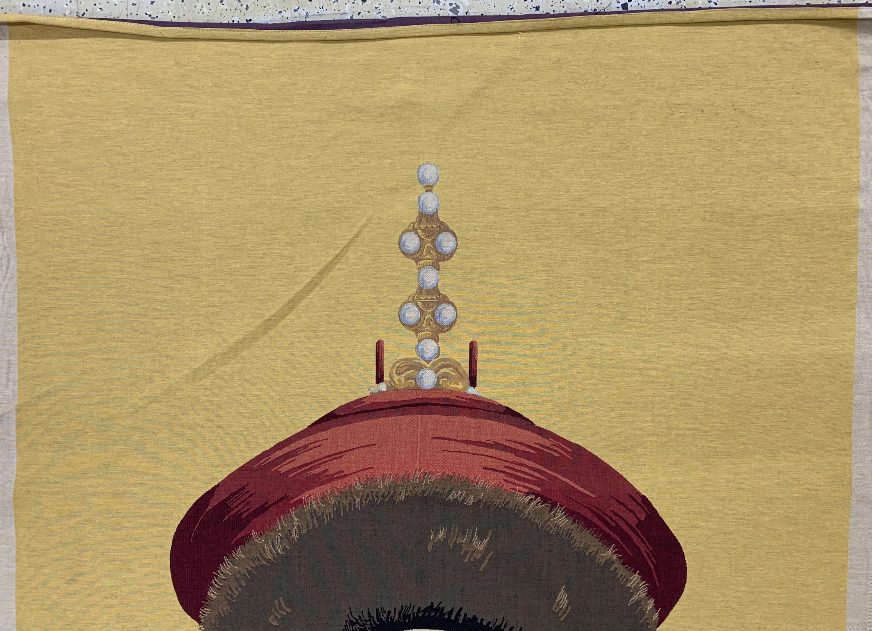 Detail a: Kaiserliches"Portrait", Maschinell-gewebt, Ende 20.Jhd, Leinen, ca. 300 x 140 cm, EHZ: 1-2