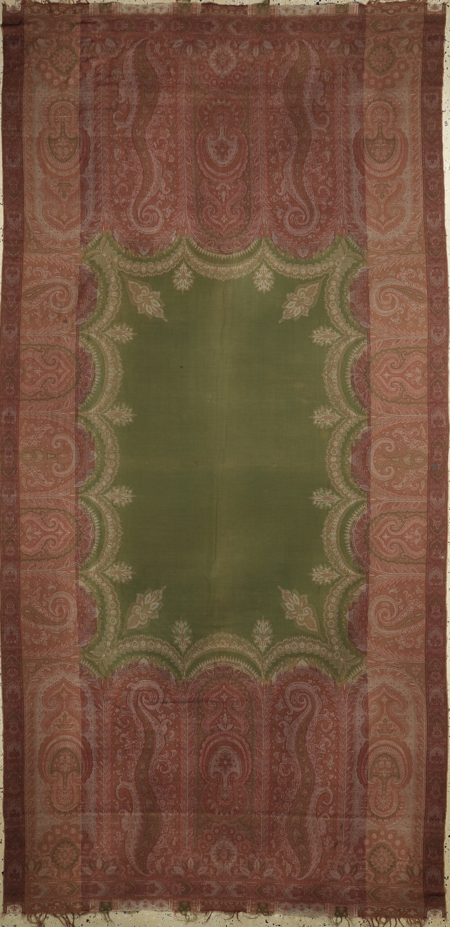Kaschmir Schal, Frankreich, Anfang 20.Jhd Wollstikerei, ca. 309 x 154 cm, EHZ: 2