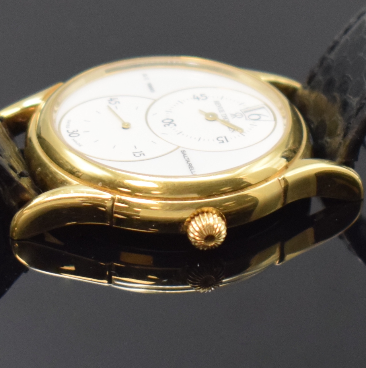 Detail c: REVUE THOMMEN Armbanduhr Saltarello Referenz 5222001, Schweiz um 1995, Handaufzug, verg. Geh. inkl. orig. Lederband m. orig. Dornschl., ...