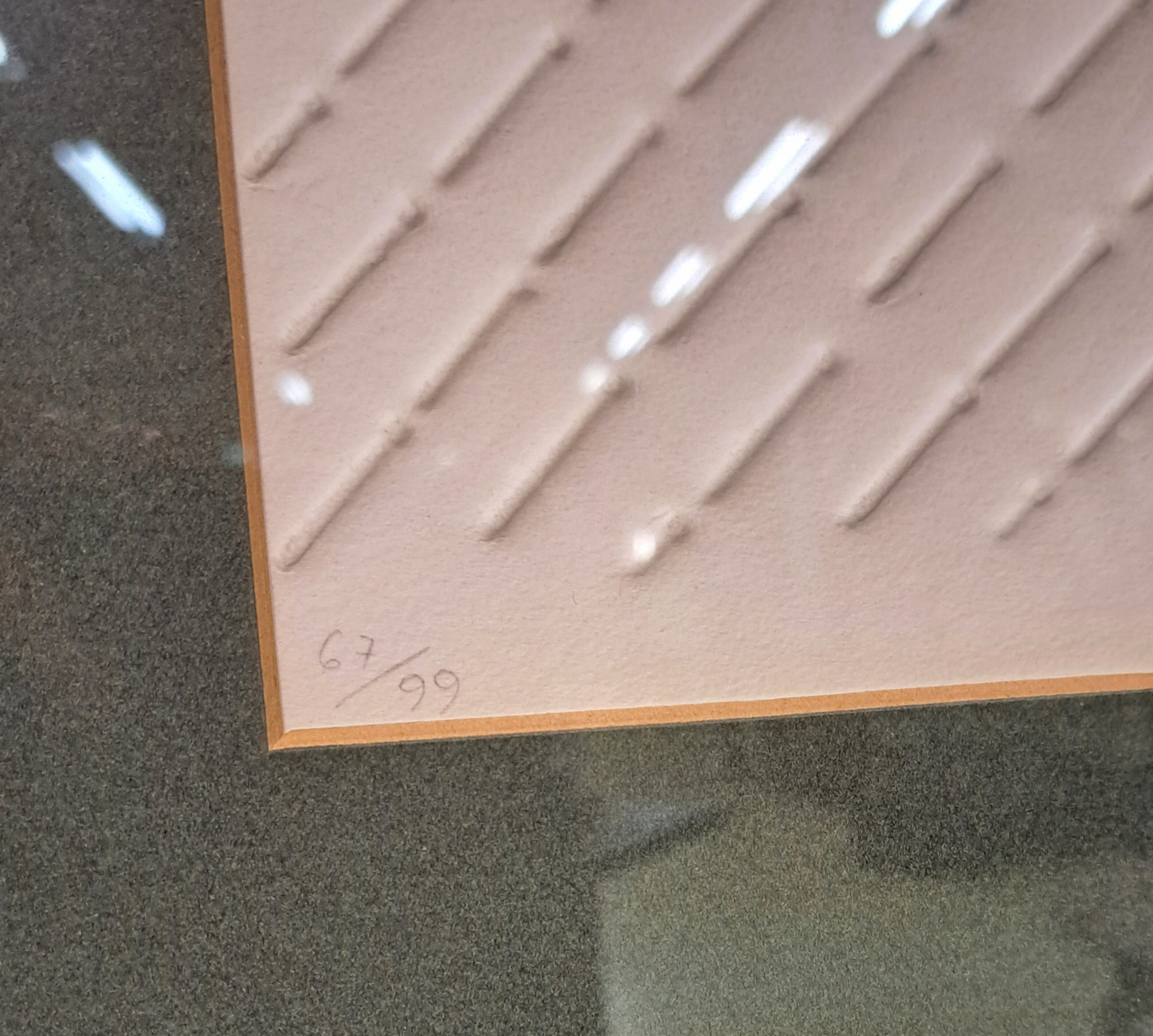 Detail a: Günther Uecker, geb. 1930, Nagelrelief, Prägedruck, sign. und dat. 74, num. 67/99, ca. 24x22cm, PP, u.Gl., R. ca. 42x40cm