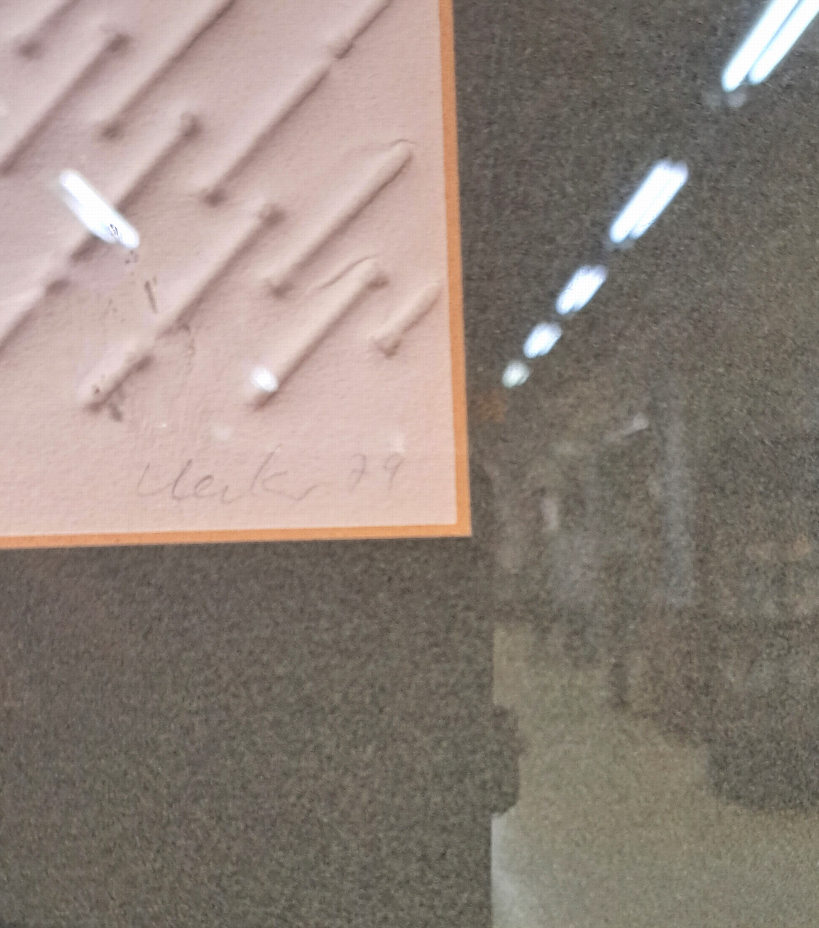 Detail b: Günther Uecker, geb. 1930, Nagelrelief, Prägedruck, sign. und dat. 74, num. 67/99, ca. 24x22cm, PP, u.Gl., R. ca. 42x40cm