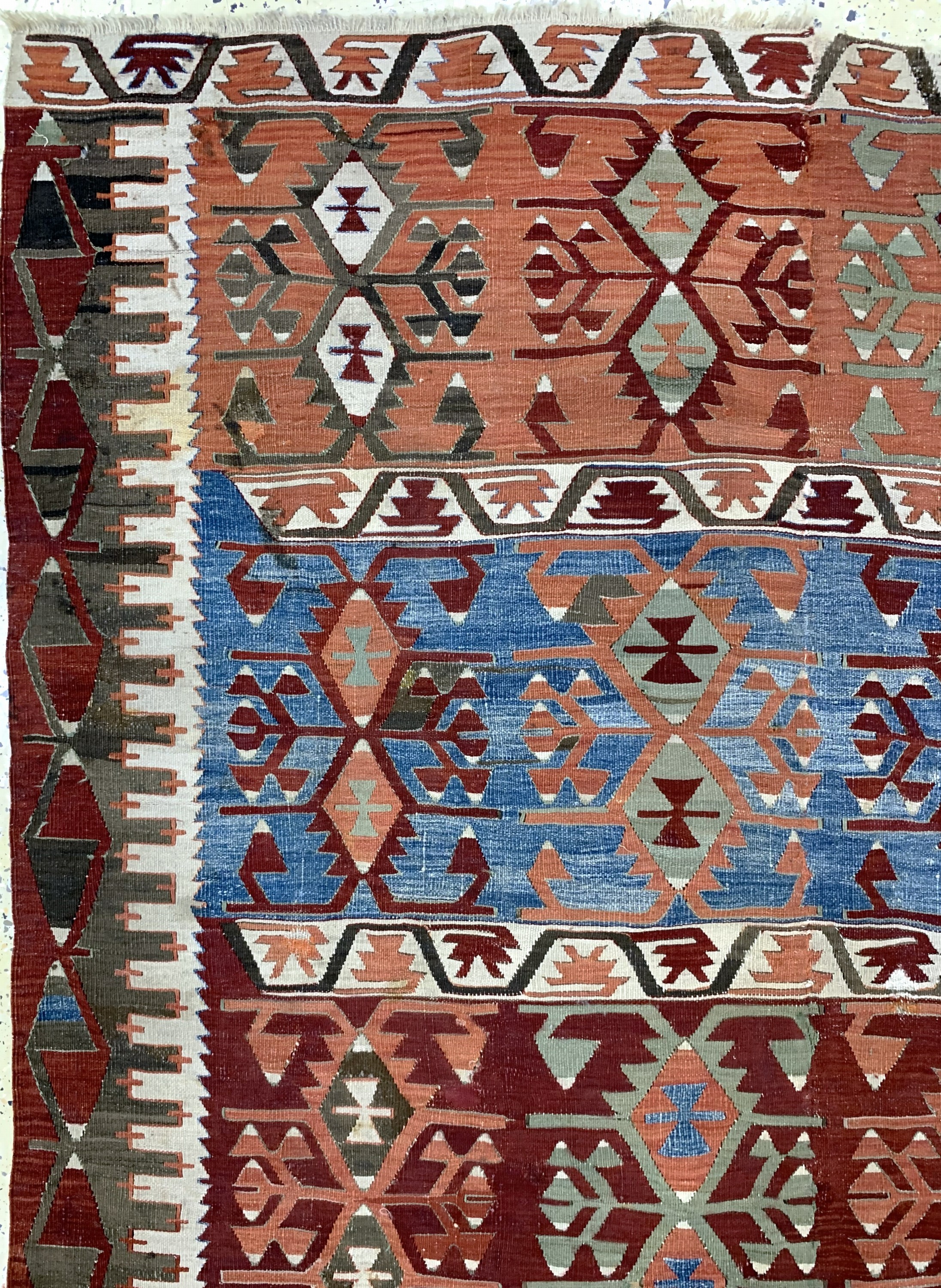 Detail d: Anatol Kelim antik, Türkei, um 1900, Wolle auf Wolle, ca. 360 x 165 cm, EHZ: 2