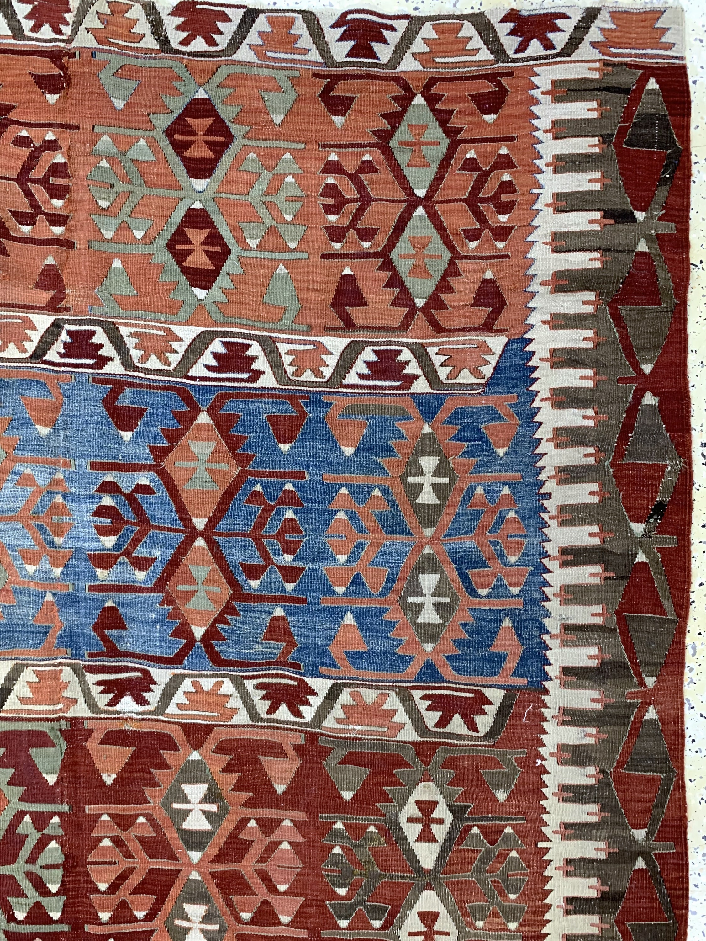 Detail e: Anatol Kelim antik, Türkei, um 1900, Wolle auf Wolle, ca. 360 x 165 cm, EHZ: 2