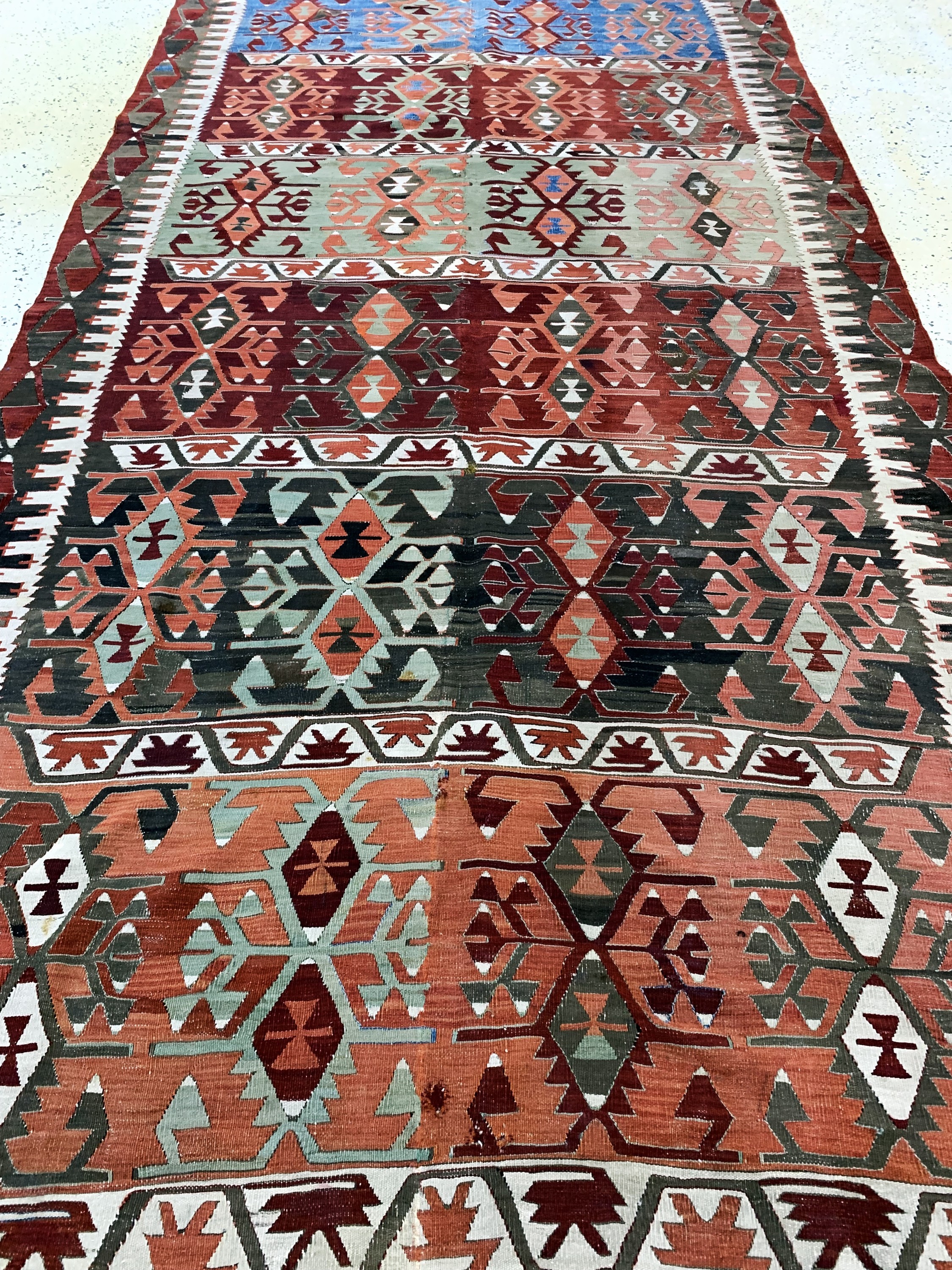 Detail f: Anatol Kelim antik, Türkei, um 1900, Wolle auf Wolle, ca. 360 x 165 cm, EHZ: 2