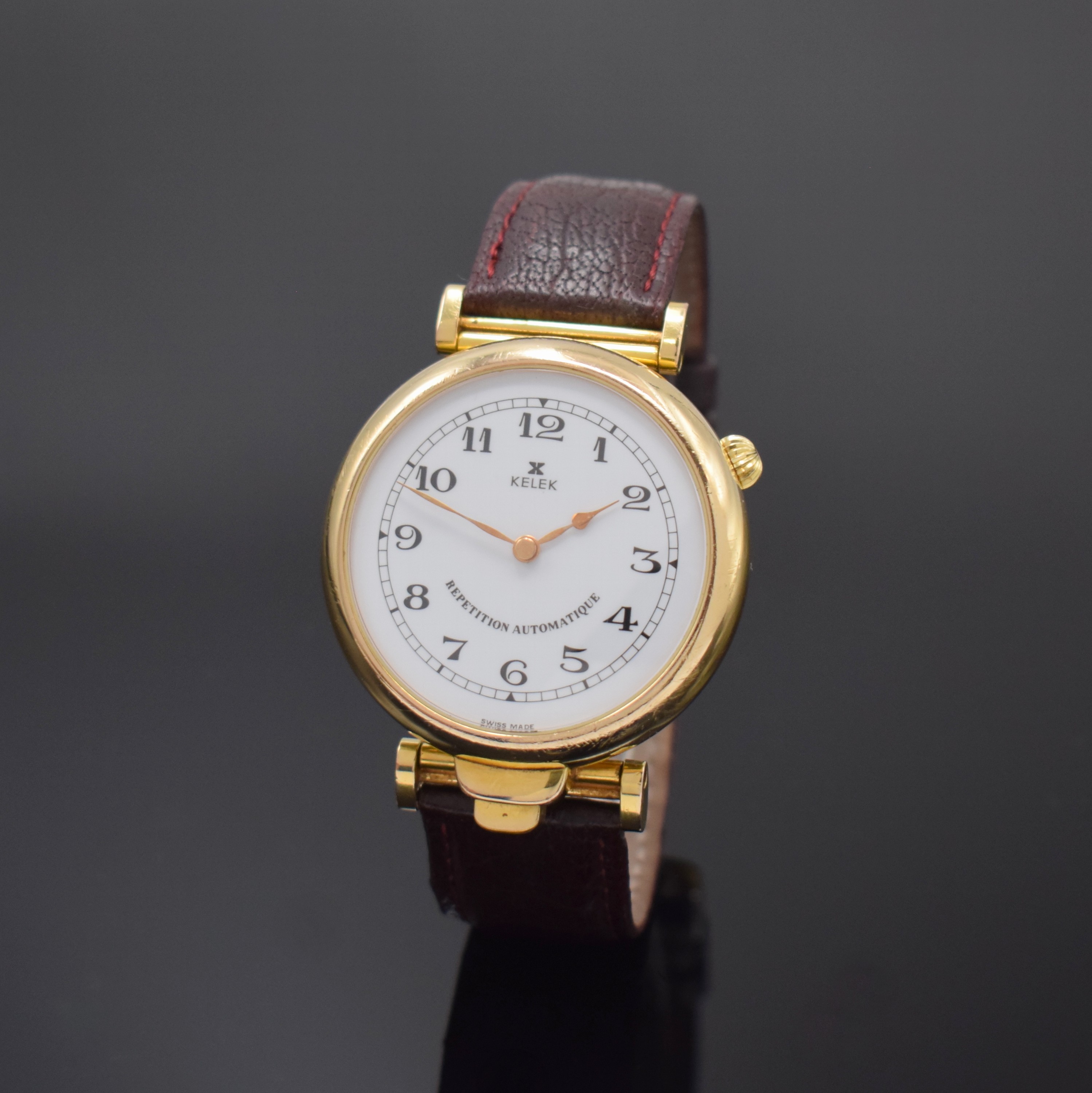 KELEK Herrenarmbanduhr mit 5-Minutenrepetition Referenz DK 87-211 A, Schweiz 1990er Jahre, Automatik, verg., beids. vergl. Geh., bewegl. Bandanst., ...