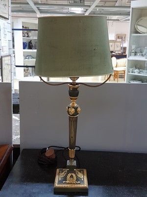 26900707a - table lamp, France, around 1900, Empire style, Bronze partly green patinated, the ...