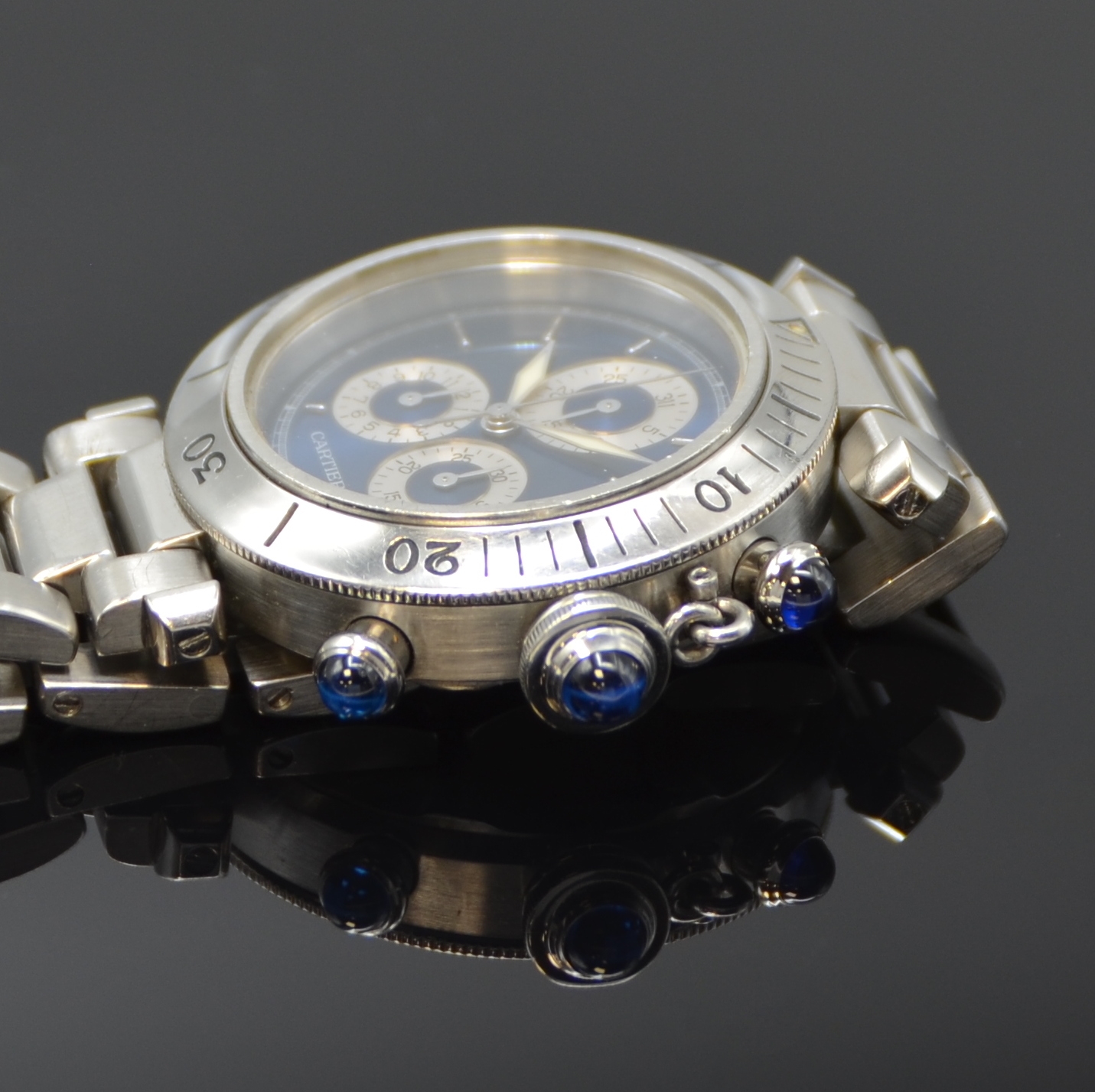 Detail c: CARTIER Pasha Armbandchronograph Referenz 1352 1, Schweiz um 1999, quarz, Edelstahlgeh. inkl. Gliederband m. dopp. Faltschl., Boden 8-fach verschr., ...