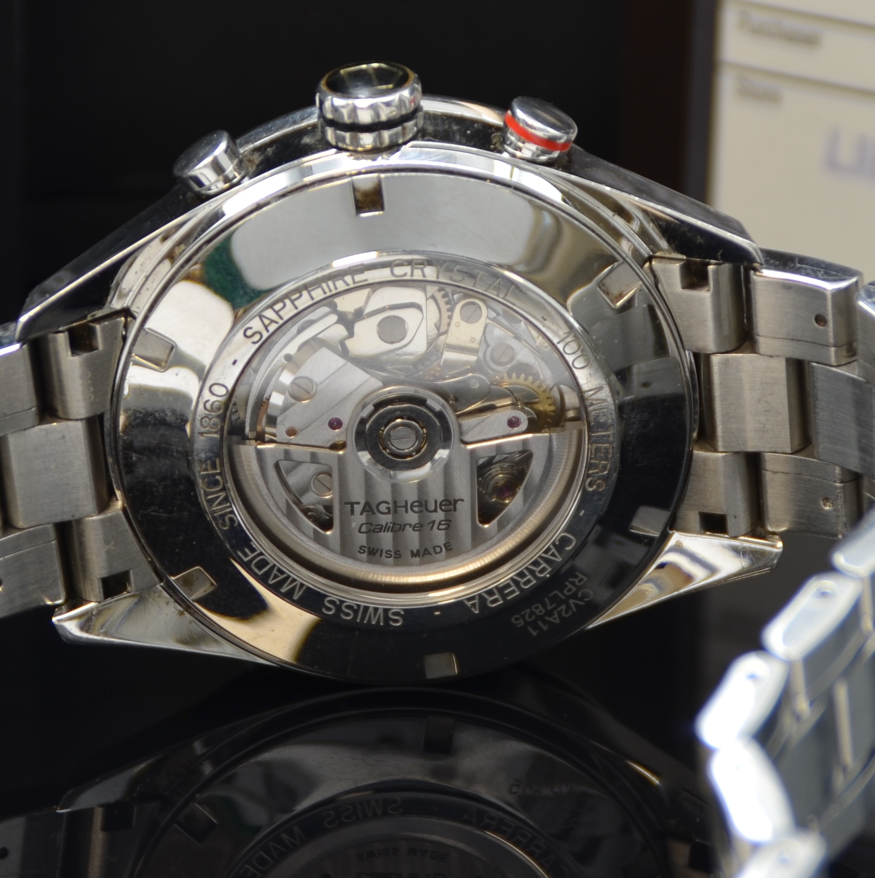 Detail d: TAG HEUER Carrera Armbandchronograph Referenz CV2A11, Schweiz verk. lt. beil. Pap. 06/2014, Automatik, Edelstahlgeh. inkl. Gliederband m. Faltschl., ...