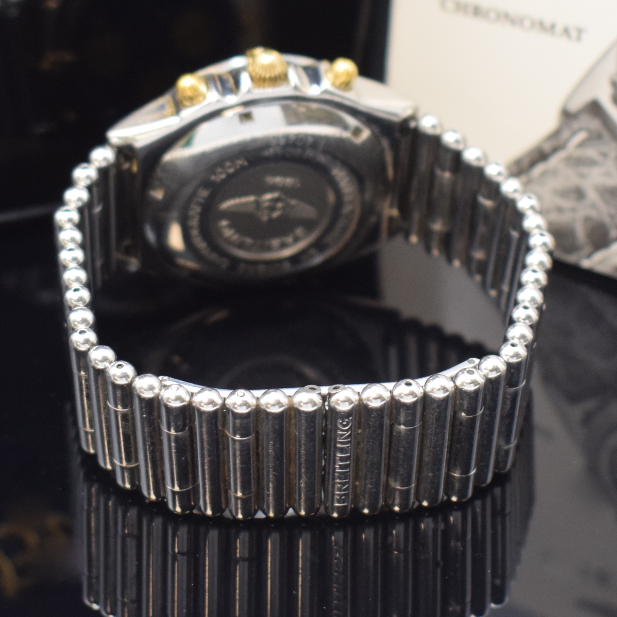 Detail b: BREITLING Armbandchronograph Modellserie Chronomat Referenz B13048, Schweiz um 1995, Automatik, Edelstahlgeh. inkl. orig. Roleauxband m. dopp. ...