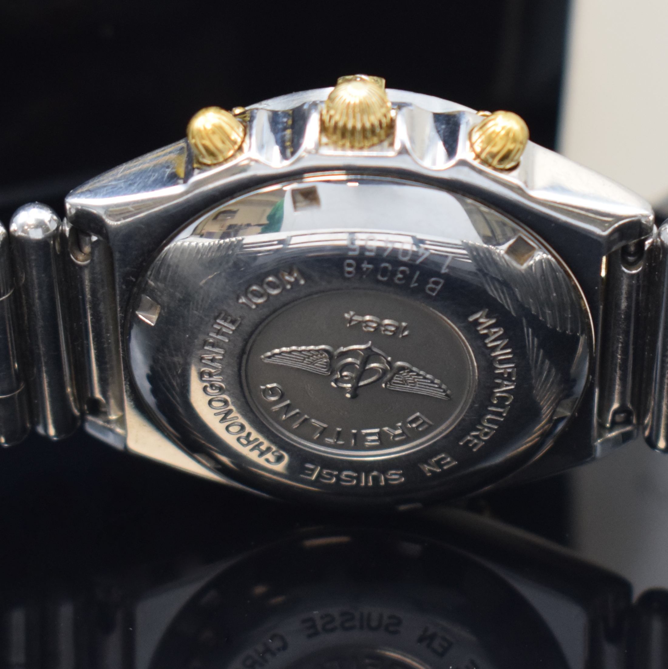 Detail d: BREITLING Armbandchronograph Modellserie Chronomat Referenz B13048, Schweiz um 1995, Automatik, Edelstahlgeh. inkl. orig. Roleauxband m. dopp. ...
