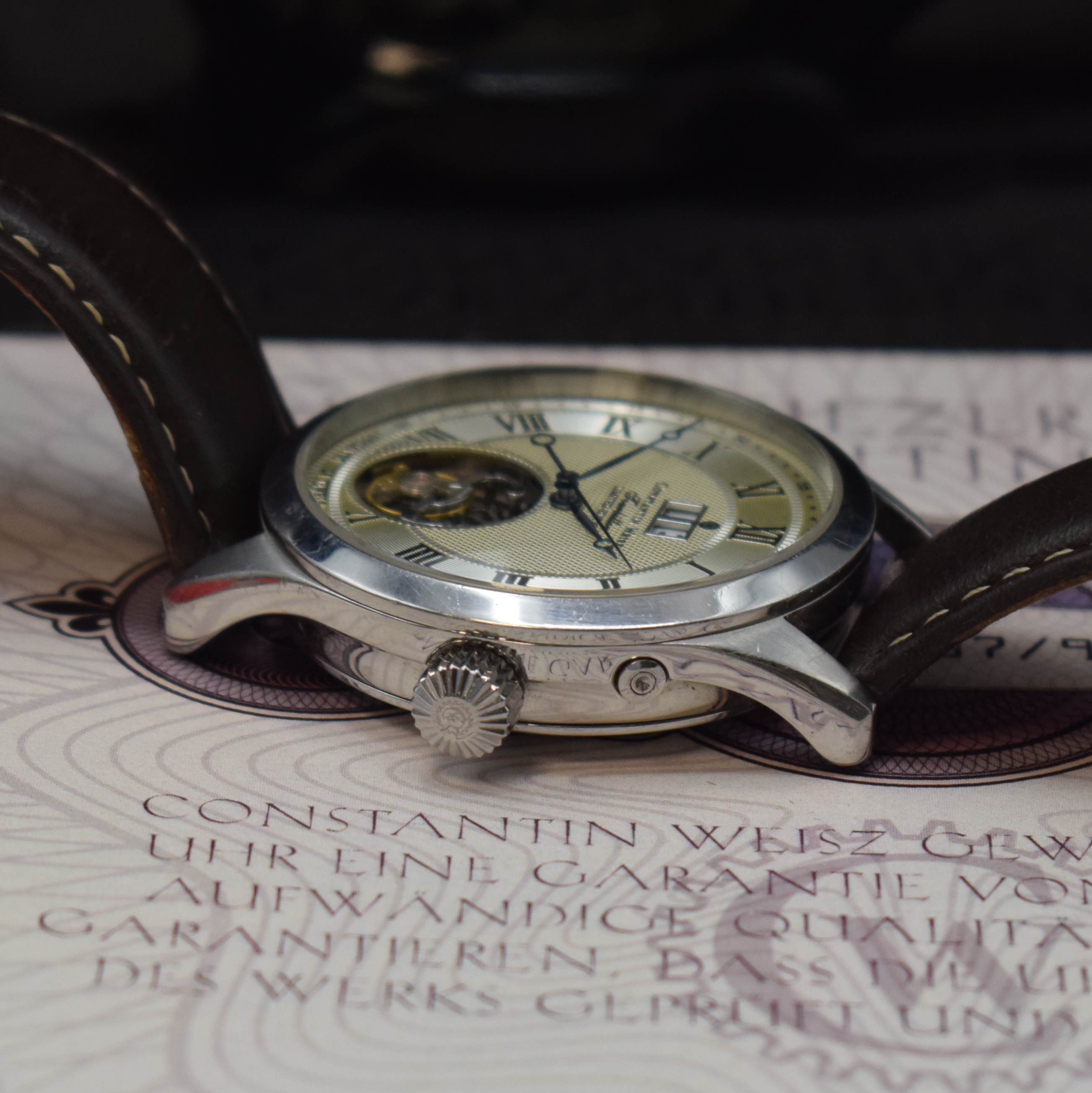 Detail c: CONSTANTIN WEISZ Tourbillon auf 999 Stück limitierte Armbanduhr, Deutschland verk. lt. beil. Pap. 07/2013, Automatik, Stahlgeh. beids. vergl., orig. ...