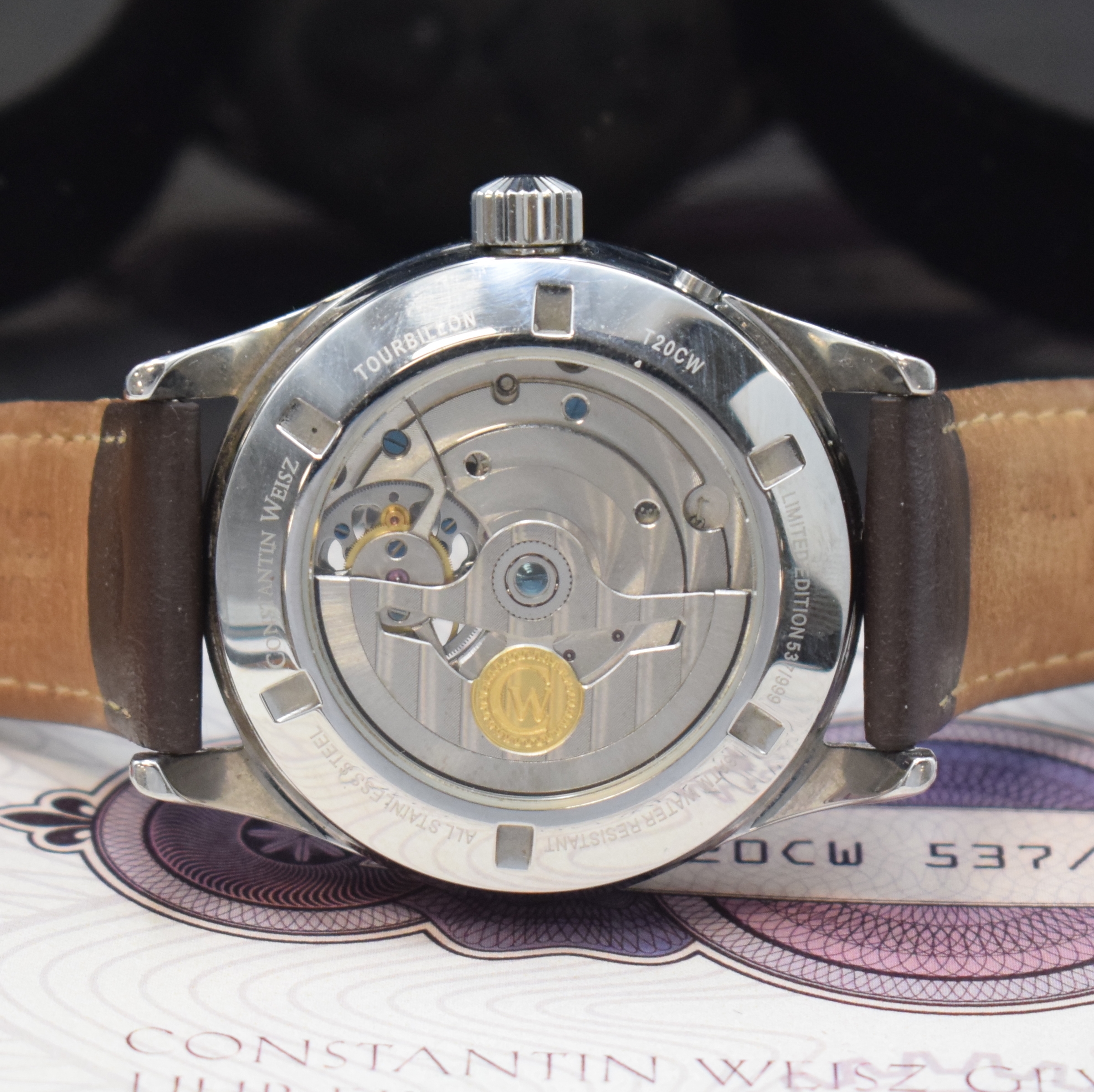 Detail d: CONSTANTIN WEISZ Tourbillon auf 999 Stück limitierte Armbanduhr, Deutschland verk. lt. beil. Pap. 07/2013, Automatik, Stahlgeh. beids. vergl., orig. ...