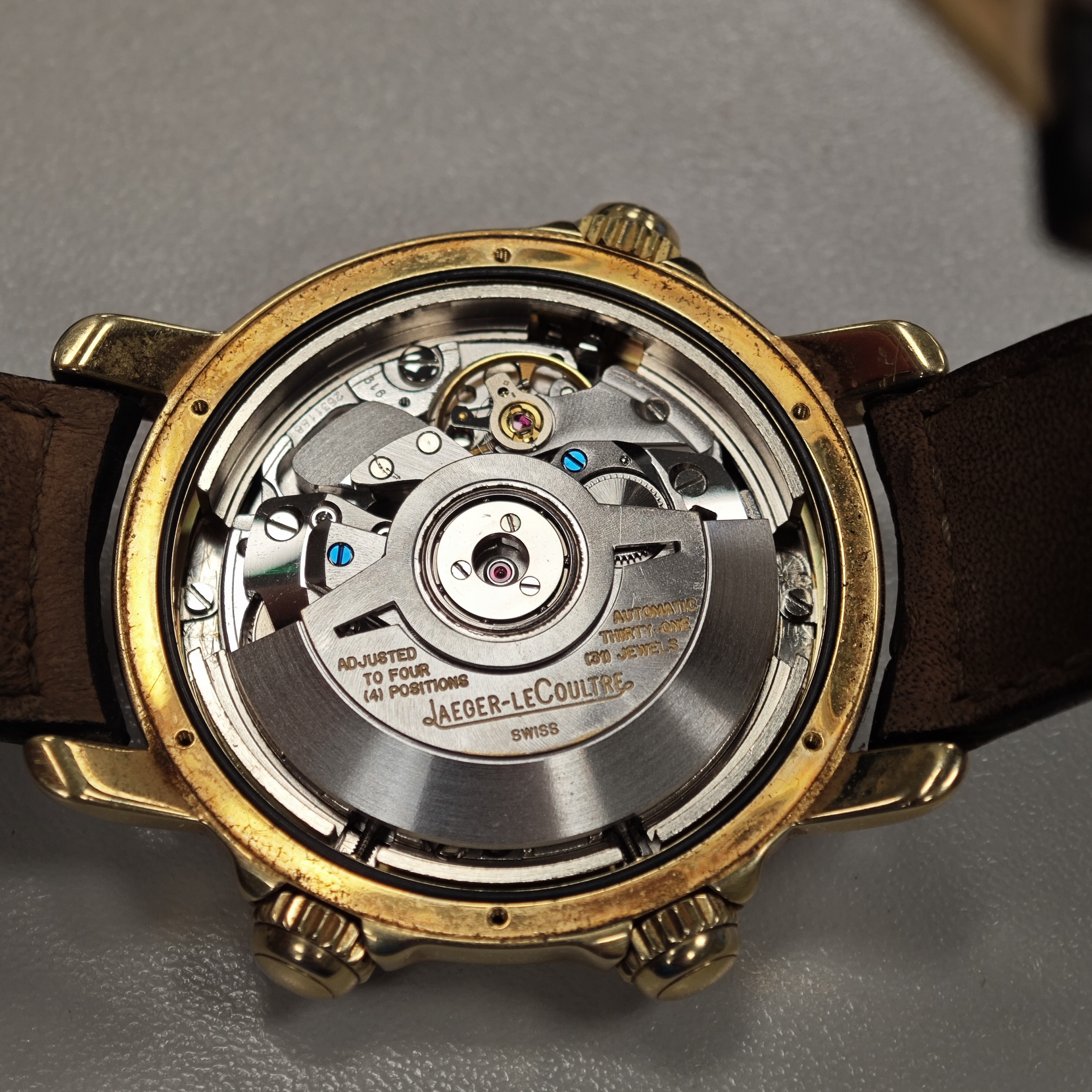 Detail g: Jaeger-LeCoultre astronomische Herrenarmbanduhr Calendrier Perpetual Grand Reveil in GG 750/000 Referenz 180.1.99, Schweiz um 1992, massives Goldgeh. ...