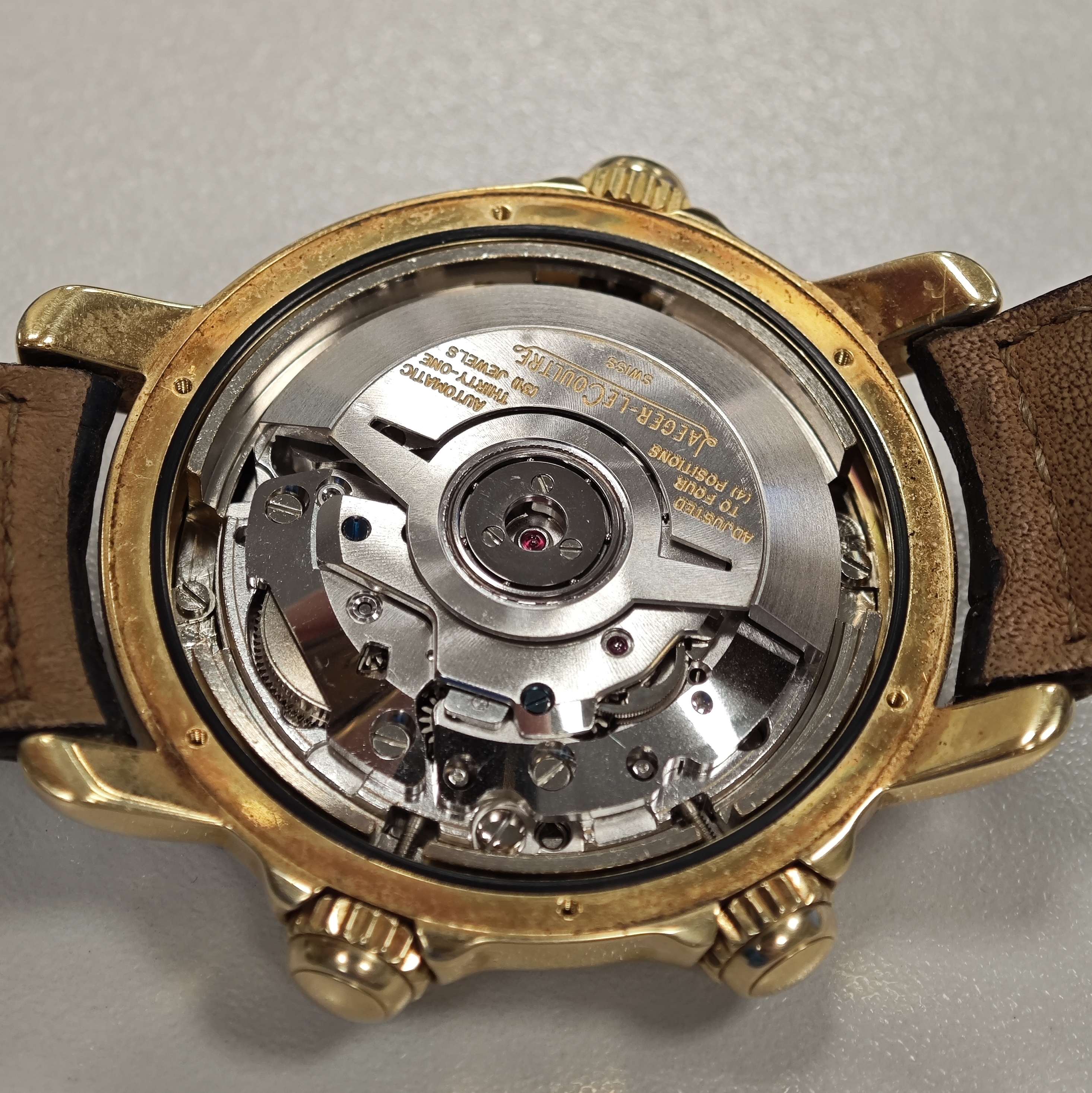 Detail h: Jaeger-LeCoultre astronomische Herrenarmbanduhr Calendrier Perpetual Grand Reveil in GG 750/000 Referenz 180.1.99, Schweiz um 1992, massives Goldgeh. ...