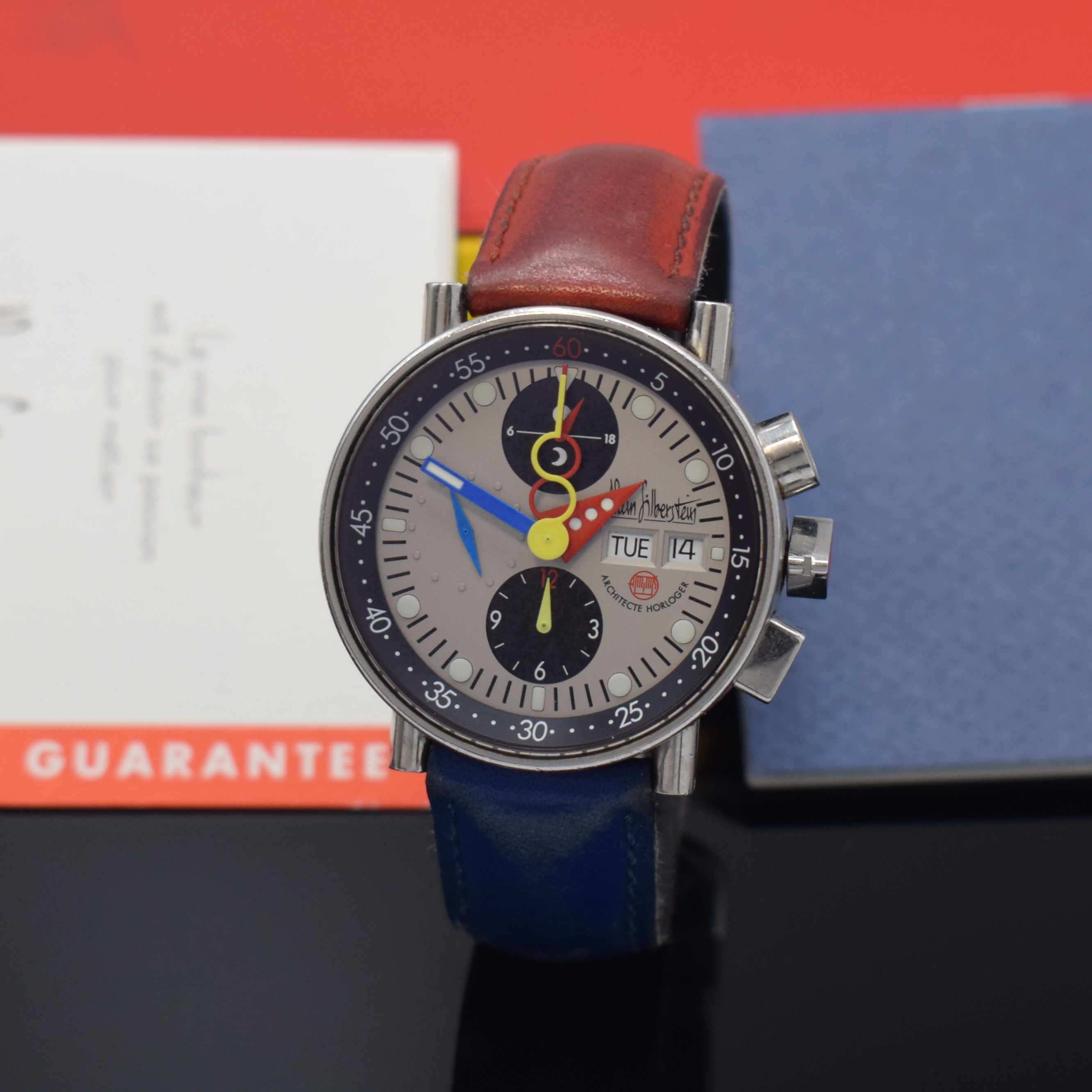 ALAIN SILBERSTEIN Krono Bauhaus auf 999 Stück limitierter Armbandchronograph, Schweiz/Frankreich verk. lt. beil. Pap. 12/2000, Automatik, ...