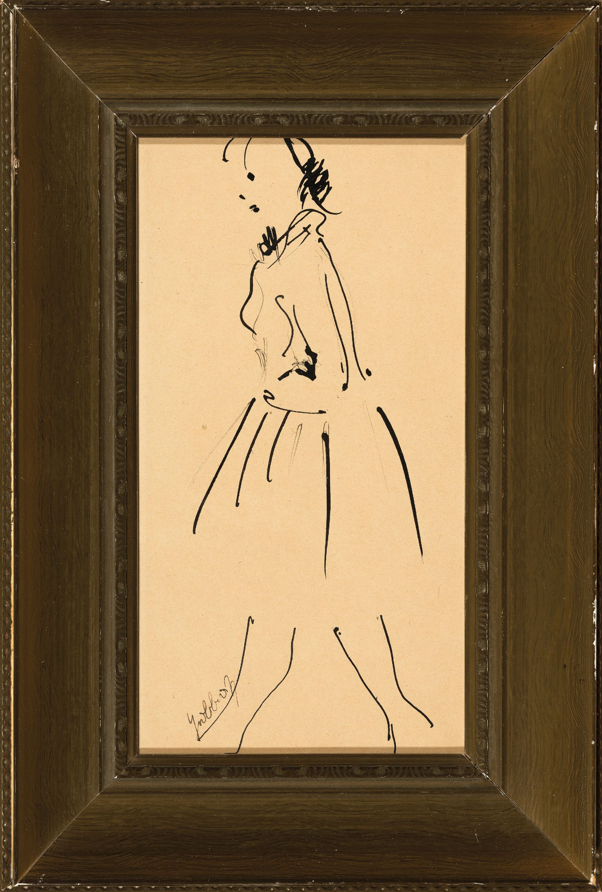 Detail k: Karl Hubbuch, 1891 - 1979 Karlsruhe, drei Tuschezeichnungen, Frauenansichten, alle drei handsigniert, getöntes Papier, ca. 28 x 16 cm, unter Glas, ...