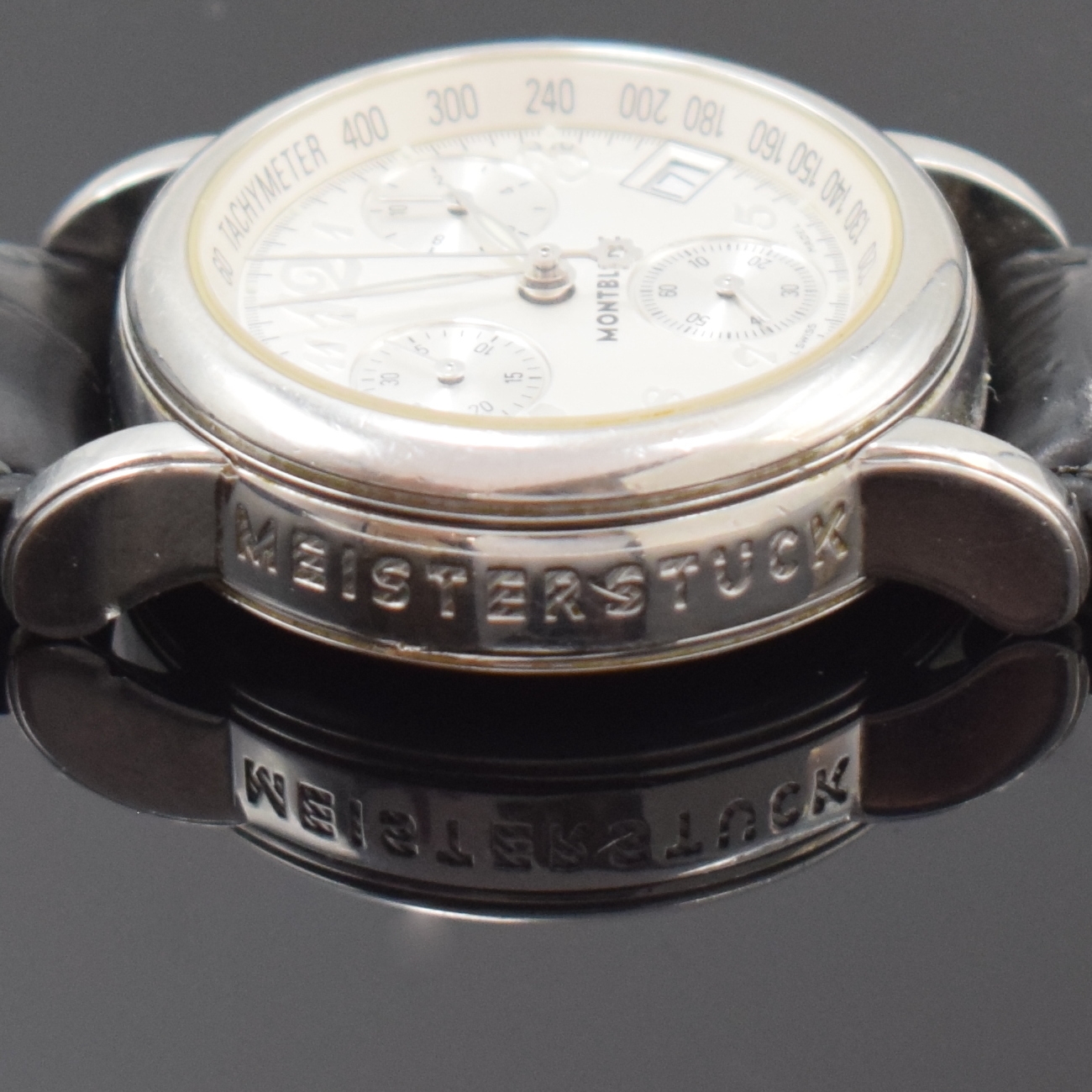 Detail f: MONTBLANC Damenchronograph Serie Meisterstück Referenz 7039, Schweiz um 2005, quarz, Edelstahlgeh., Boden u. Glasrand aufgedr., silb. Zifferbl. m. ...