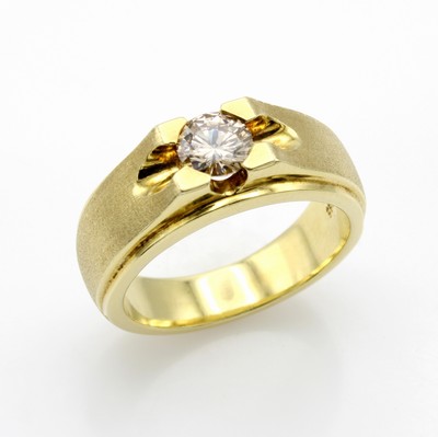 Image 26901492 - Ring mit Brillant, GG 585/000, geriefte Umrandung, größtenteils mattierte ...