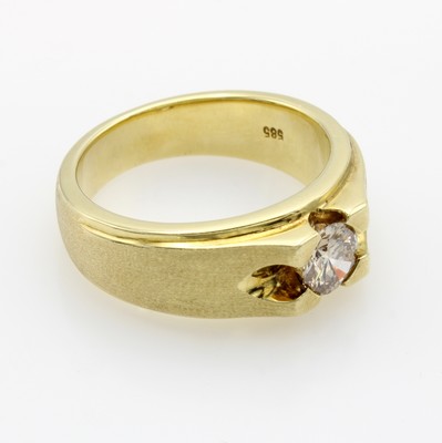 26901492a - Ring mit Brillant, GG 585/000, geriefte Umrandung, größtenteils mattierte ...
