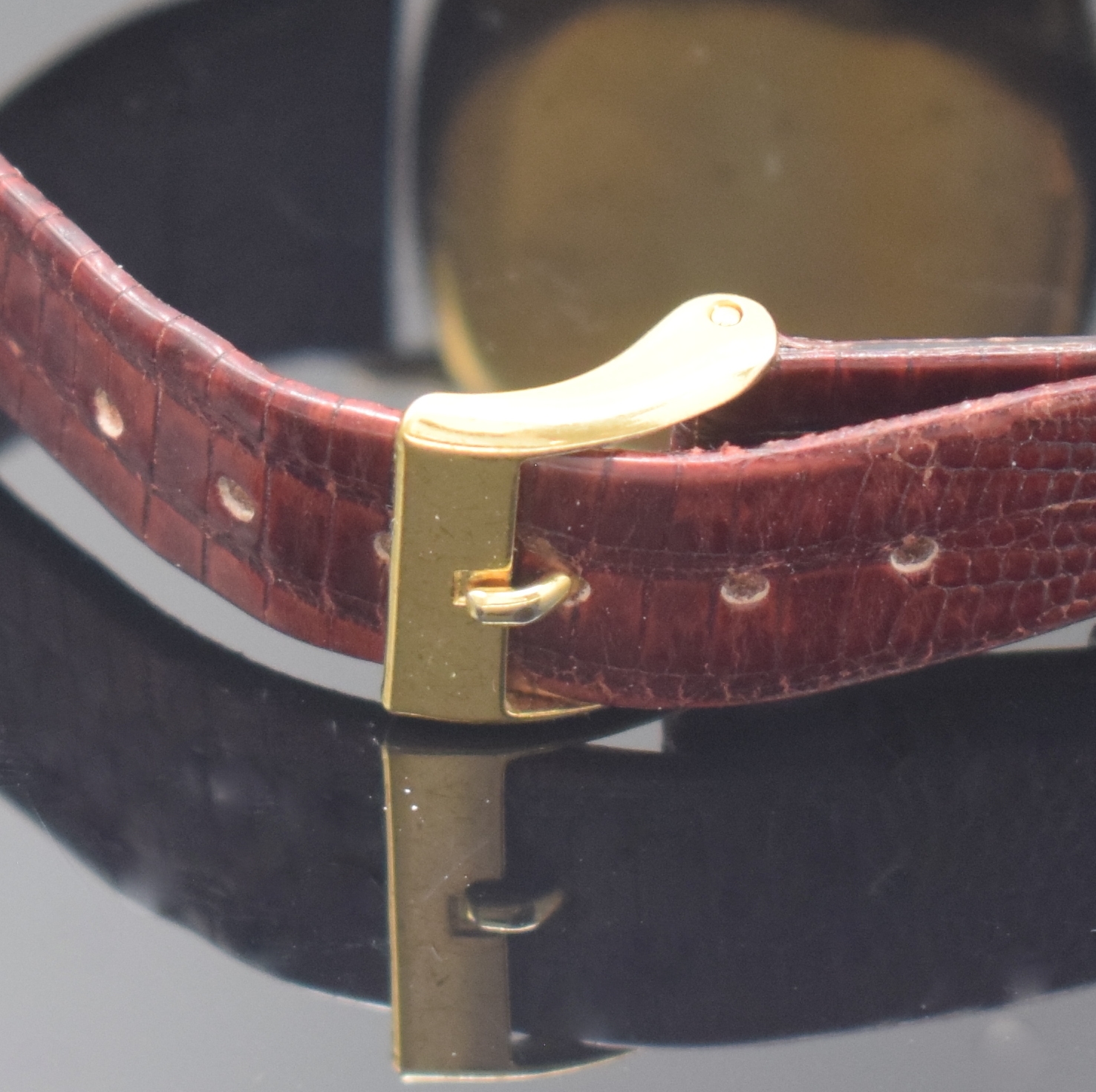 Detail d: GLYCINE seltene frühe Automatik-Armbanduhr, Schweiz um 1935, kissenförm. Geh. verg., Boden u. Glasrand gedr., silb. Zifferbl. fl., arab. ...
