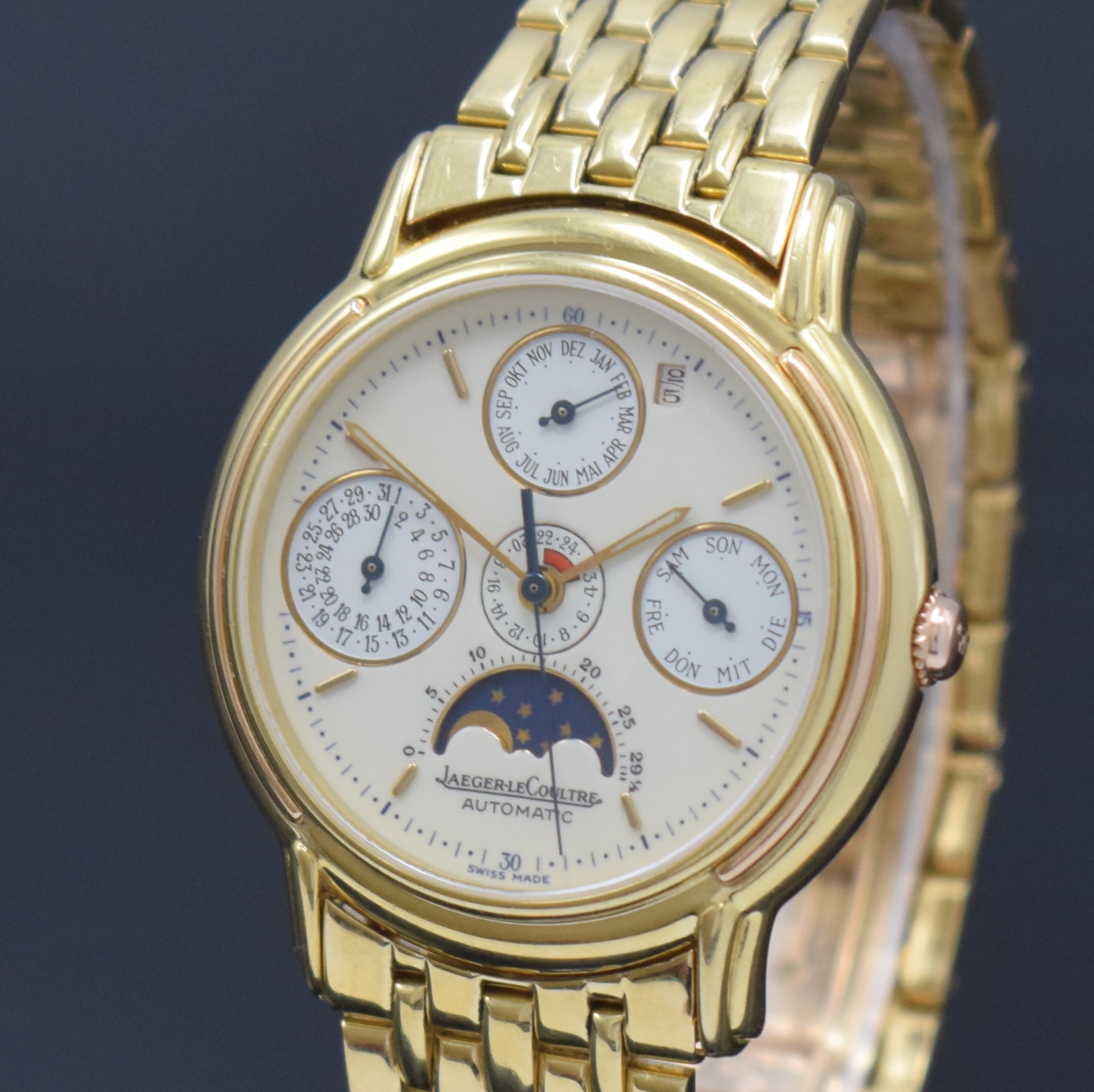 Detail a: Jaeger-LeCoultre Odysseus Armbanduhr mit ewigem Kalender Referenz 166.7.80 in GG/RG 750/000, Schweiz lt. orig. Papier verk. 1995, Automatik, 4-fach ...
