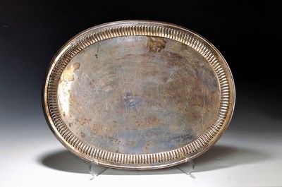 Image 26901504 - Ovales Tablett, Österreich, um 1900, Silber, mit geripptem Randdekor, ca. 1390 g, ...